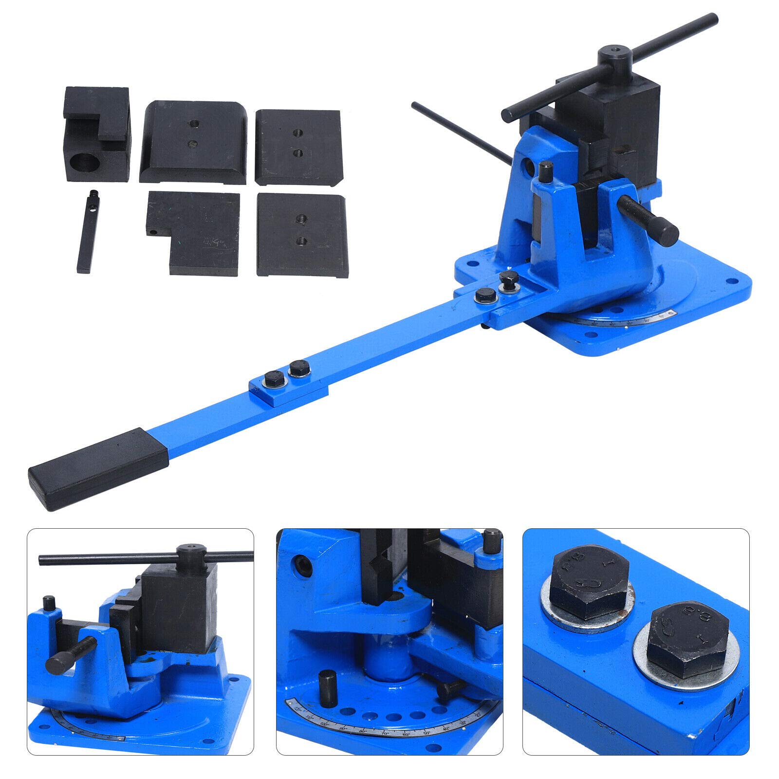 Gdrasuya10 Manual Metal Bender Tool - Heavy Duty Cast Steel Rod Bender for Flat, Round, Square & Angle Steel - Universal Bending Machine for DIY Projects, Metalworking & Home Repairs (Blue)
