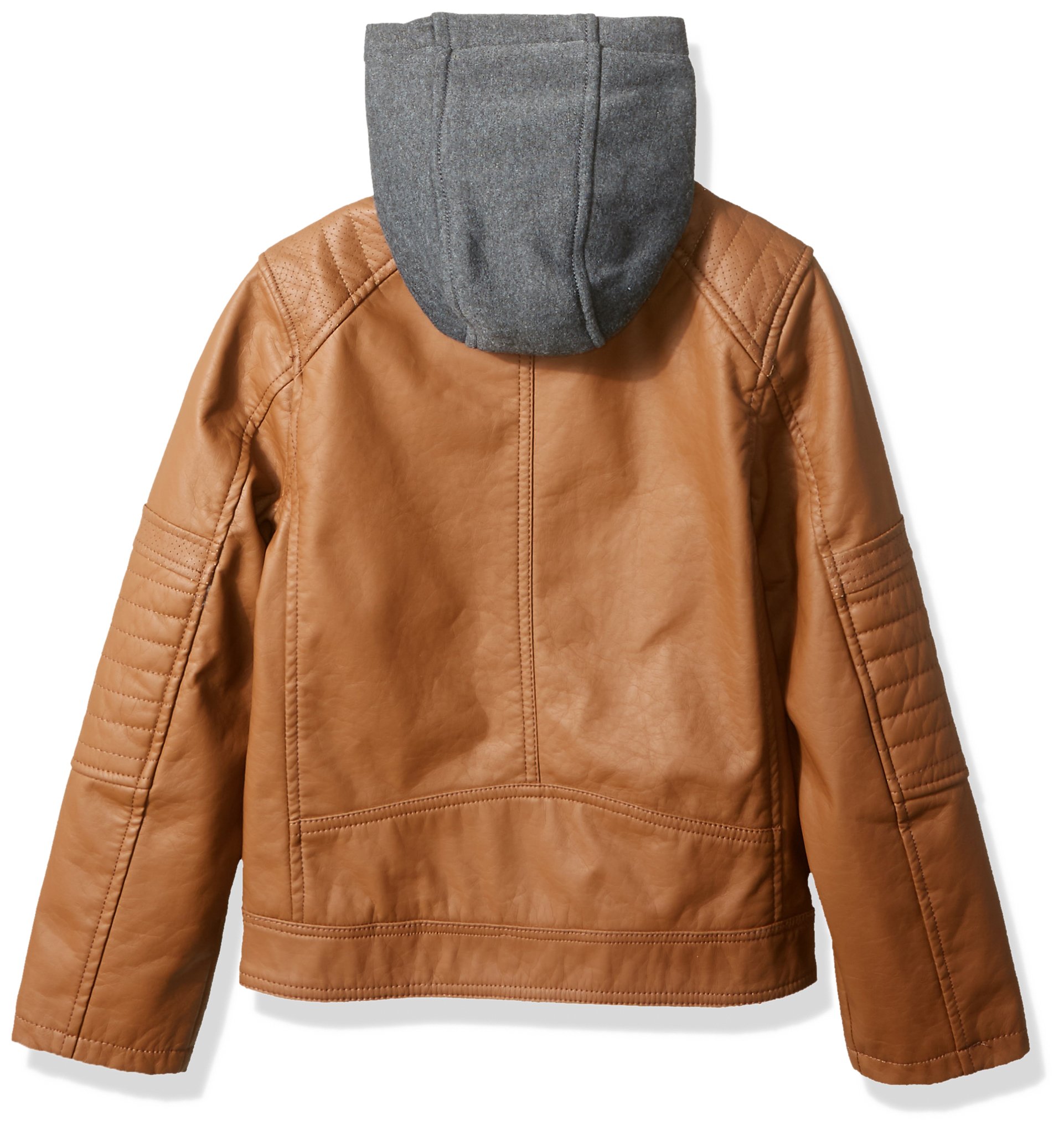 URBAN REPUBLIC Boys' Moto Jacket with Fleece Hoodie - Stylish Winter Biker Jacket for Kids - Perfect for Outdoor Play, School & Cold Weather