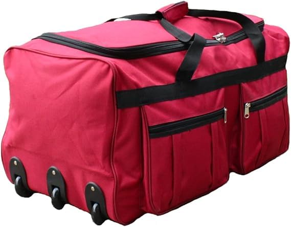 36-inch Heavy Duty Rolling Duffle Bag with Wheels - XL Travel Luggage, Hockey Equipment Bag with Rollers (Fuchsia) - Perfect for Air Travel, Sports Gear Storage & Gym Workout Essentials