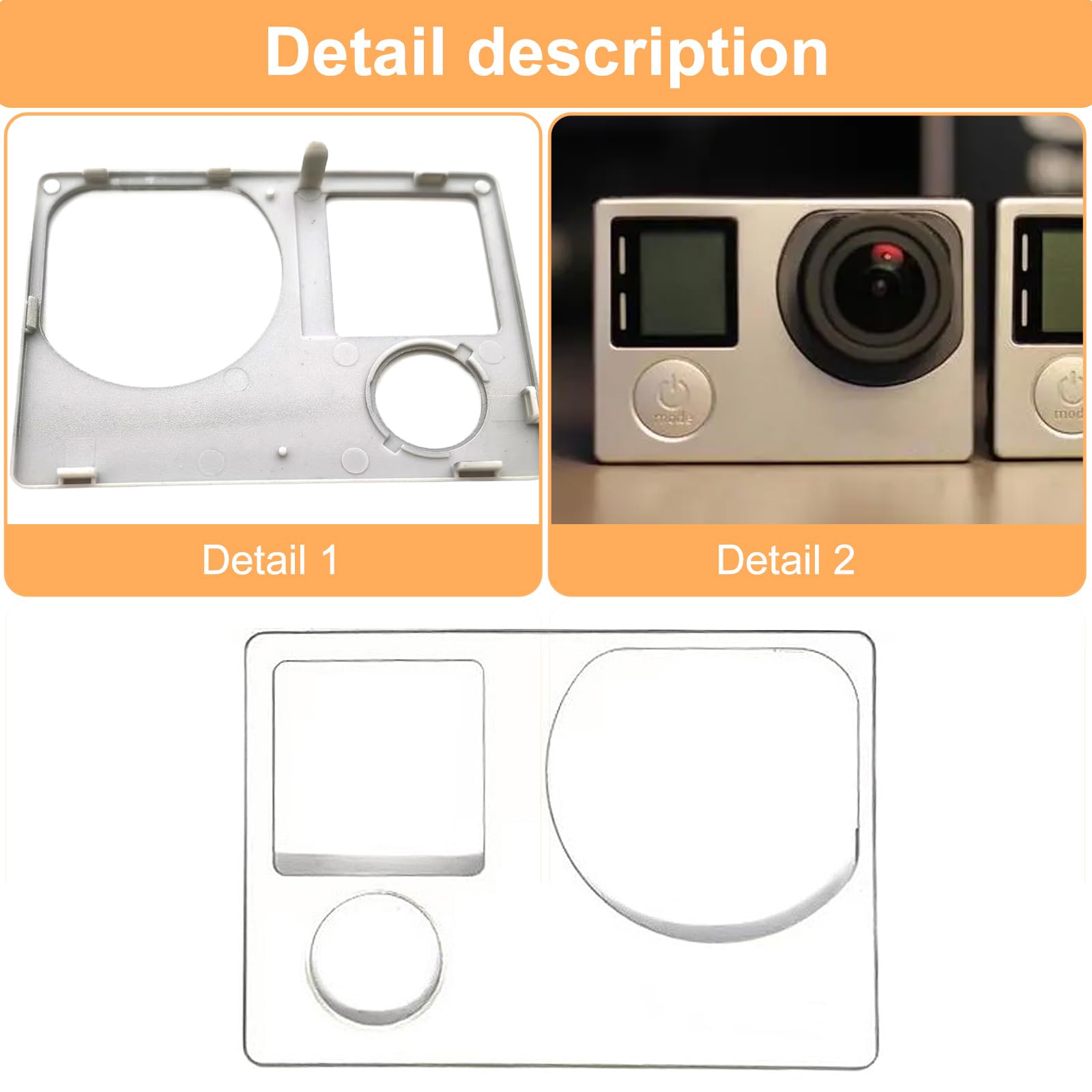 Replacement Front Housing Frame for GoPro Hero 4 Action Camera - Durable Faceplate Cover with Lens Protector - Perfect for Outdoor Sports, Waterproof Case for Surfing, Skiing & Adventure Photography