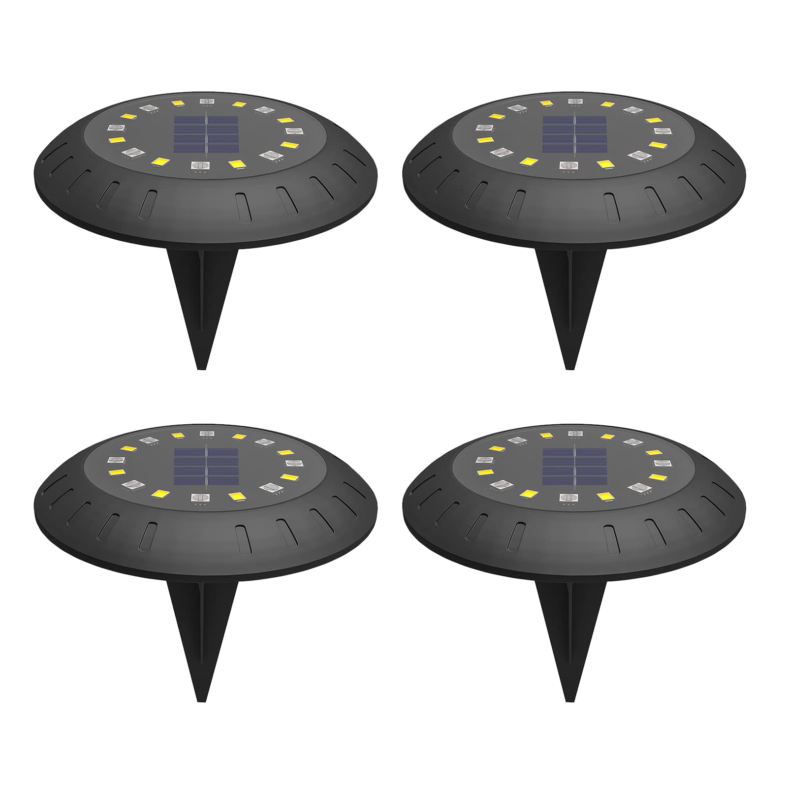 BOHUU 16LED Solar Outdoor Lights 4-Pack - Waterproof Garden Pathway Lights for Yard, Patio, Porch & Backyard - Warm White Solar Landscape Lighting for Walkways, Driveways & Garden Decoration
