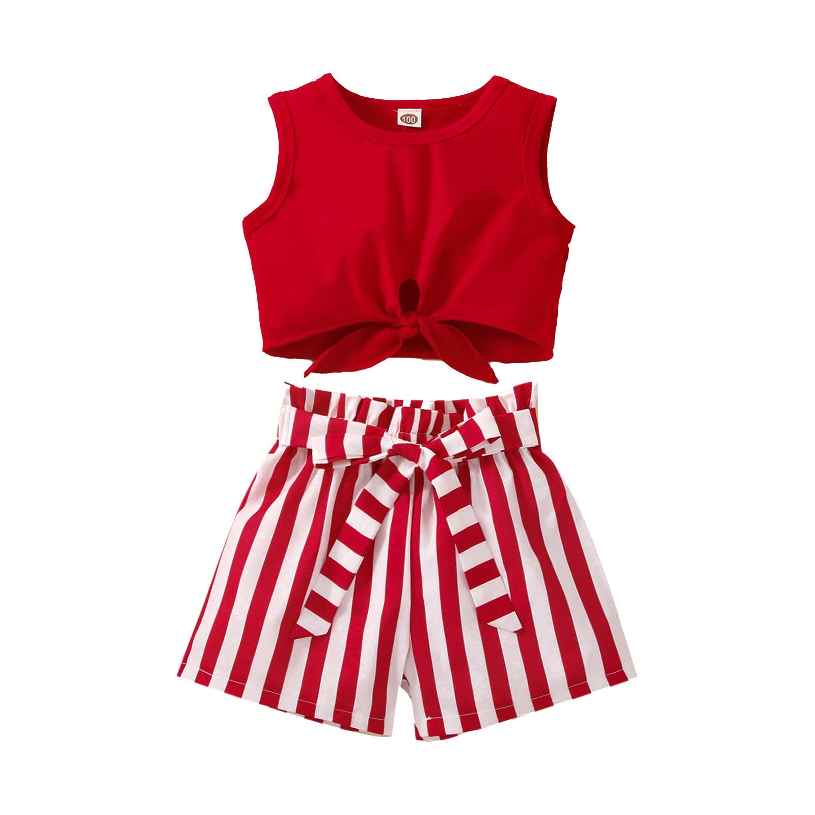Summer Toddler Girls Sleeveless Vest & Striped Shorts Outfit Set - Cute Baby Girl Clothes for Playtime, Beach & Outdoor Activities