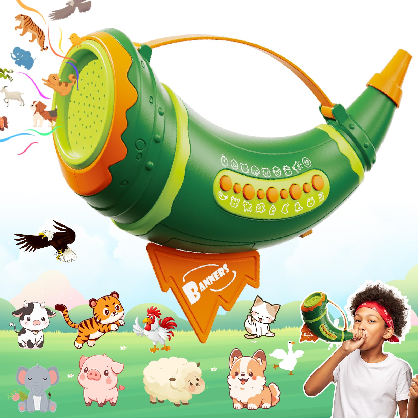 Outdoor Discovery Animal Caller Toys for Kids - 2 Modes & 30 Realistic Animal Sounds with 8