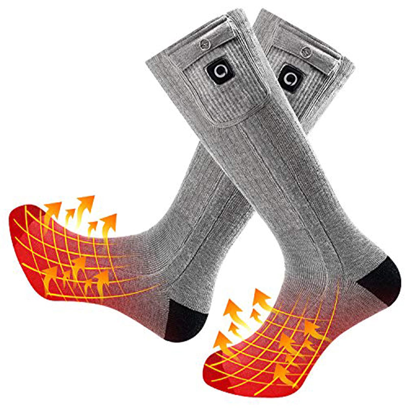 HB1 Electric Thermal Socks - Rechargeable Battery Heated Socks for Men & Women, 3 Adjustable Heat Settings, 100% Cotton Warm Winter Socks - Perfect for Skiing, Hiking & Outdoor Activities in Cold Weather