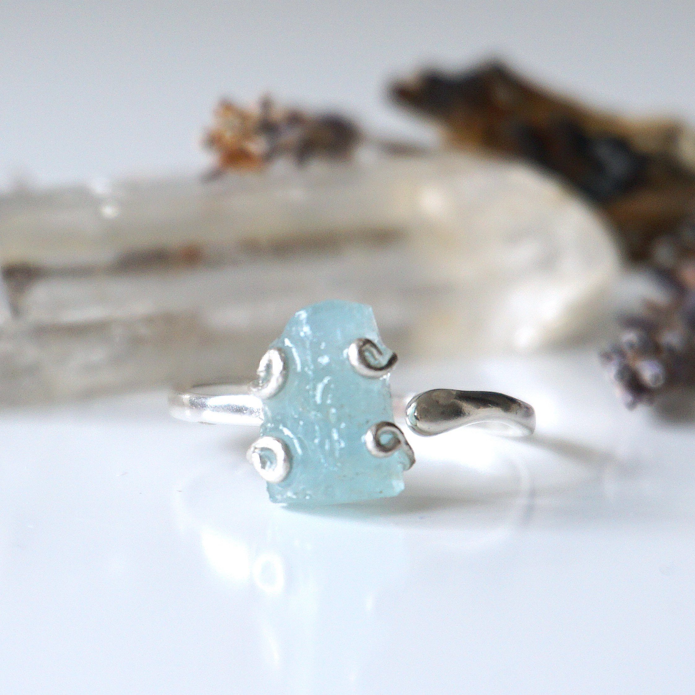 Elegant Aquamarine Adjustable Ring - Sterling Silver Jewelry for Women - Perfect for Weddings, Parties & Everyday Wear