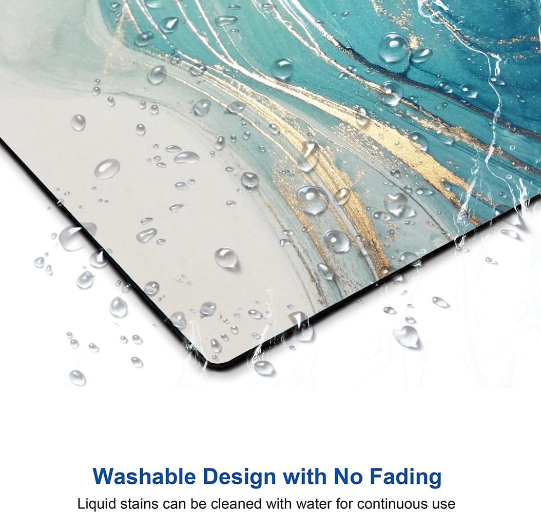 Premium Marble Mouse Pad - Non-Slip Rubber Base, Waterproof Square Mouse Mat for Office, Laptop & Gaming Desk - Blue Marbling Design for Enhanced Comfort & Precision