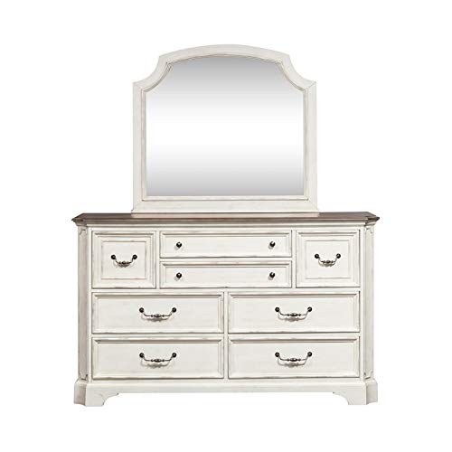 Liberty Furniture Abbey Road White Dresser with Mirror - Modern Bedroom Dresser with 6 Drawers for Storage, Perfect for Master Bedroom, Guest Room & Nursery Organization
