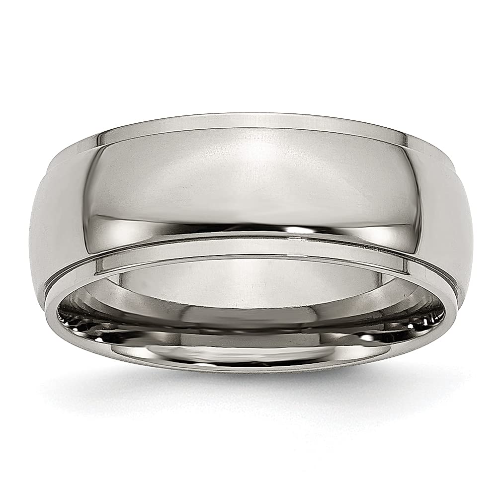 ICE CARATS Titanium 8mm Ridged Edge Wedding Band - Classic Domed Ring for Women, Elegant Bridal Jewelry, Perfect Anniversary Gift for Her - Ideal for Weddings, Engagements & Special Occasions