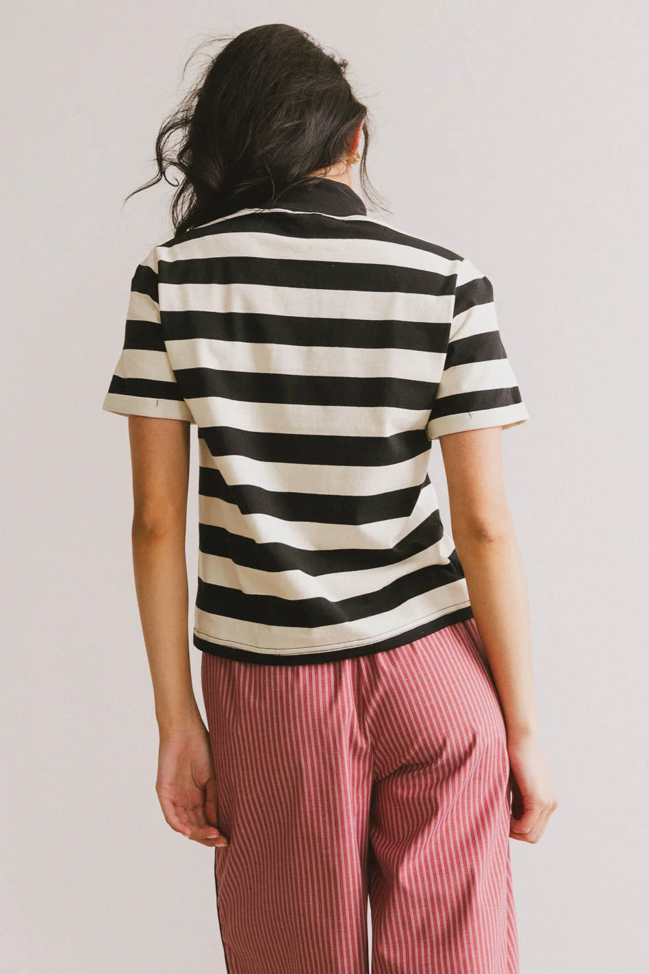 Grenna Striped Black Women's T-Shirt - Soft Cotton Casual Top for Everyday Wear | Perfect for Work, Outings & Layering