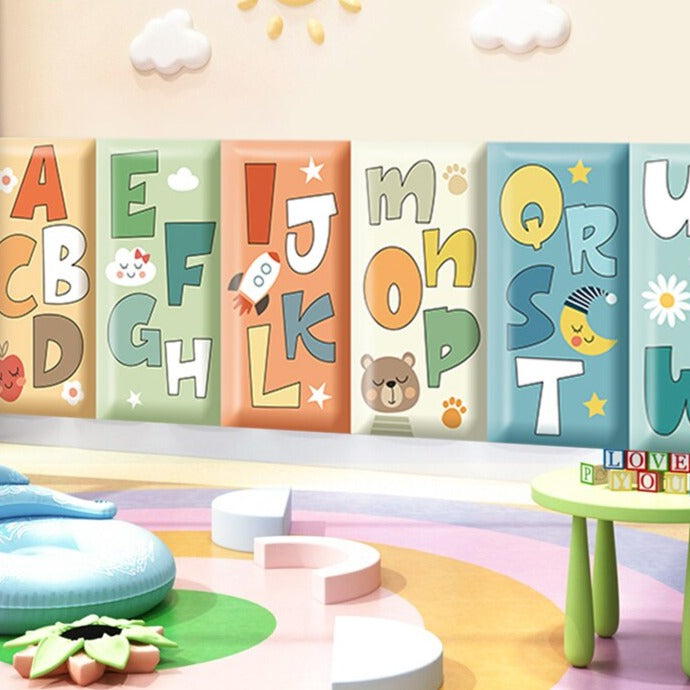 Soft Alphabet Kids Wall Padded Safety Cushions - Non-Toxic Foam Floor Mats for Nursery, Playroom & Toddler Learning Areas