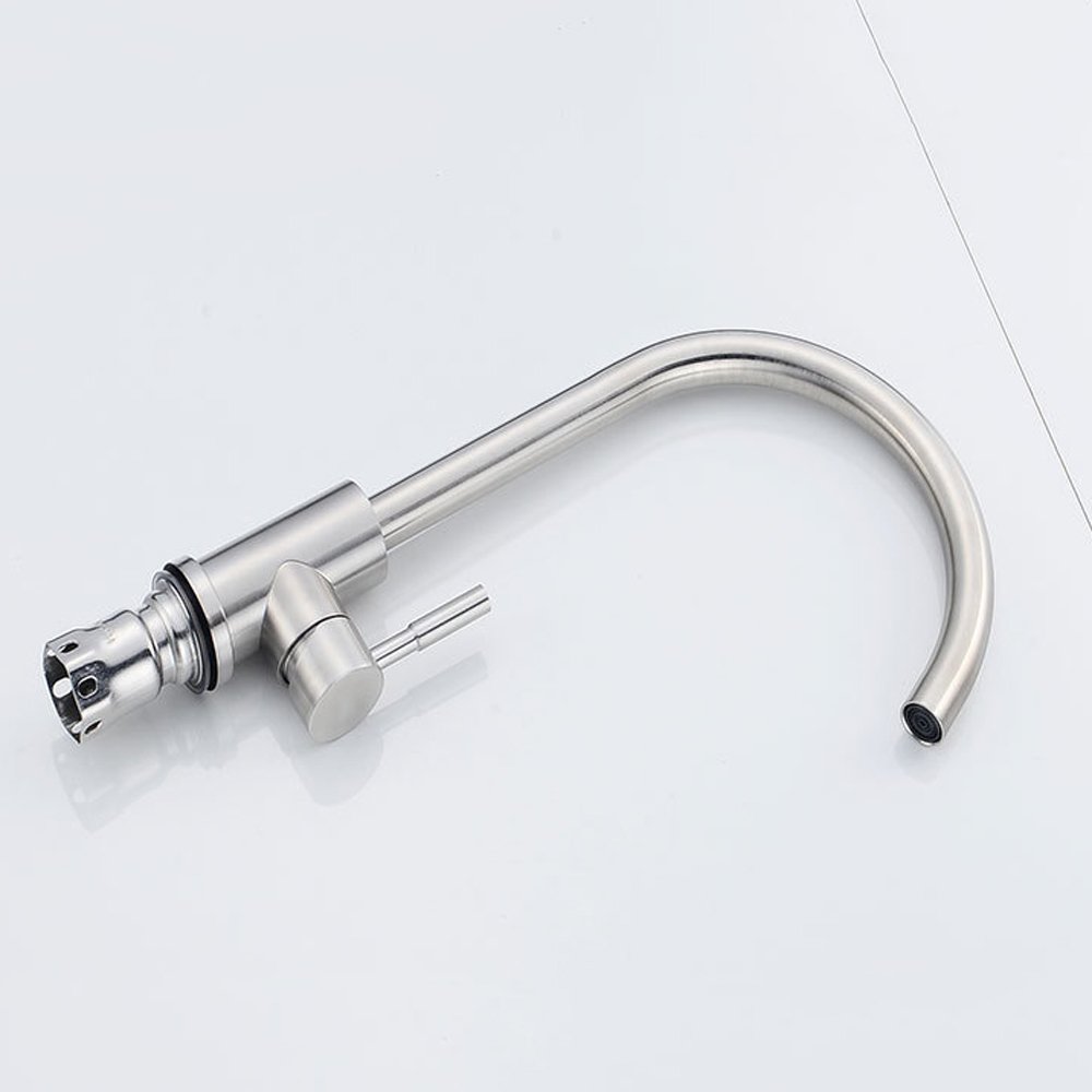 304 Stainless Steel Mixer Tap - Single Handle Hot & Cold Water Kitchen Sink Faucet with 360° Swivel Spout | Modern Water-Saving Design for Bathroom Vanity, Washing Machine & Mop Sink | Durable & Stylish for Home & Commercial Use (Color: B)