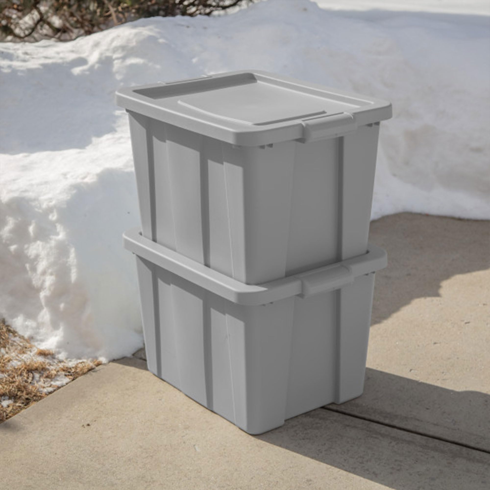 Sterilite 16786A06 Tuff1 18 Gallon Stackable Storage Bins with Lids - 18 Pack, Gray - Heavy Duty Plastic Containers for Basement, Garage, Attic Organization & Home Storage Solutions