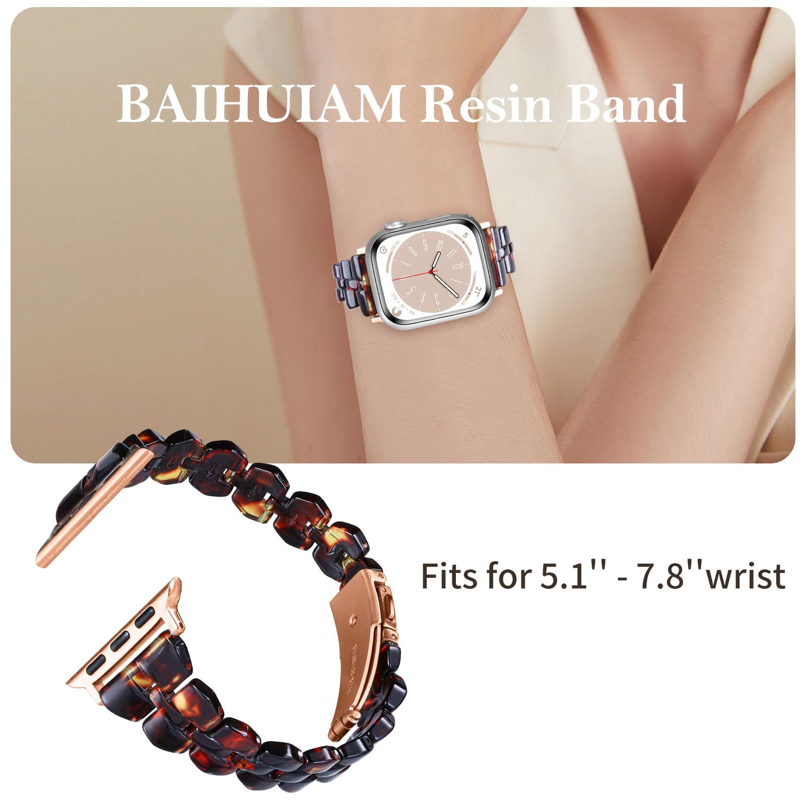 Slim Resin Apple Watch Bands Compatible with 38mm 40mm 41mm 42mm 44mm 45mm 49mm - Lightweight Replacement Wristband for Women, Fits Series 10/9/8/7/SE/6/5/4/3 - Perfect for Workouts, Office & Everyday Wear