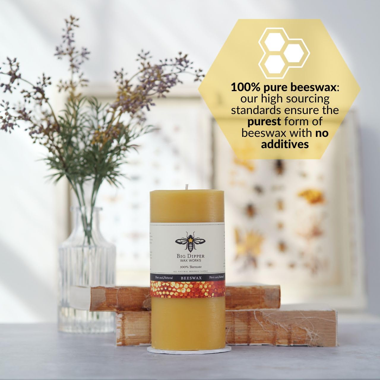 Big Dipper Wax Works Pure Beeswax Pillar Candle - 3