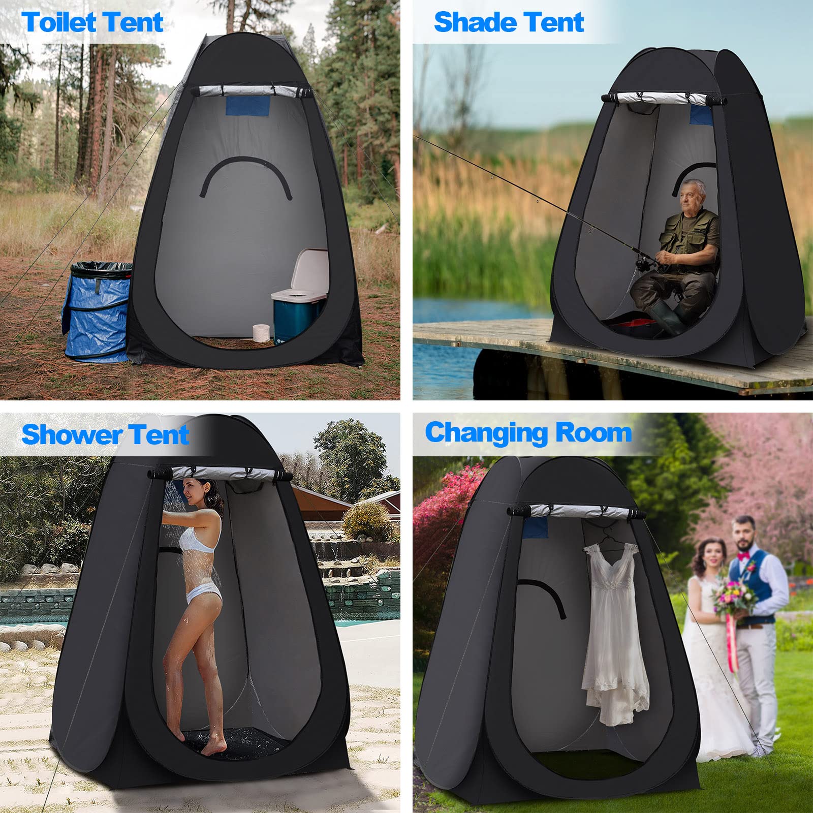 TUKAILAI Portable Pop Up Privacy Tent - Instant Outdoor Camping Shower & Changing Room for Hiking, Beach, Picnic & Fishing | Waterproof Rain Shelter with Carry Bag | Perfect for Camping, Beach Trips & Outdoor Adventures
