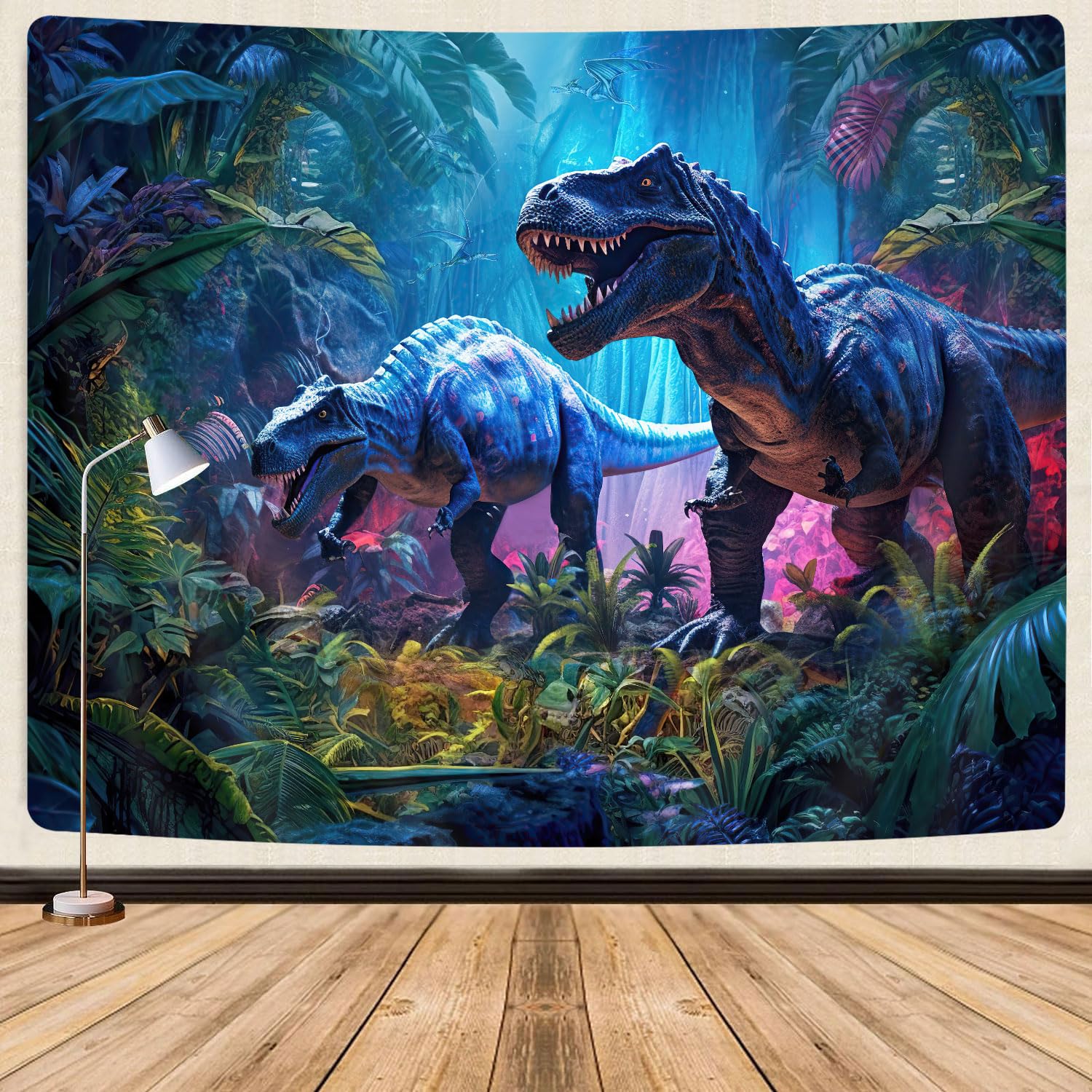 GOAOK Dinosaur Wall Tapestry 40x30 Inches - Prehistoric Dino Decor for Boys Room, Jungle Themed Bedroom Wall Hanging, Dorm & Living Room Decor - Perfect for Kids Bedroom, Nursery, Playroom and Teen Boys Space