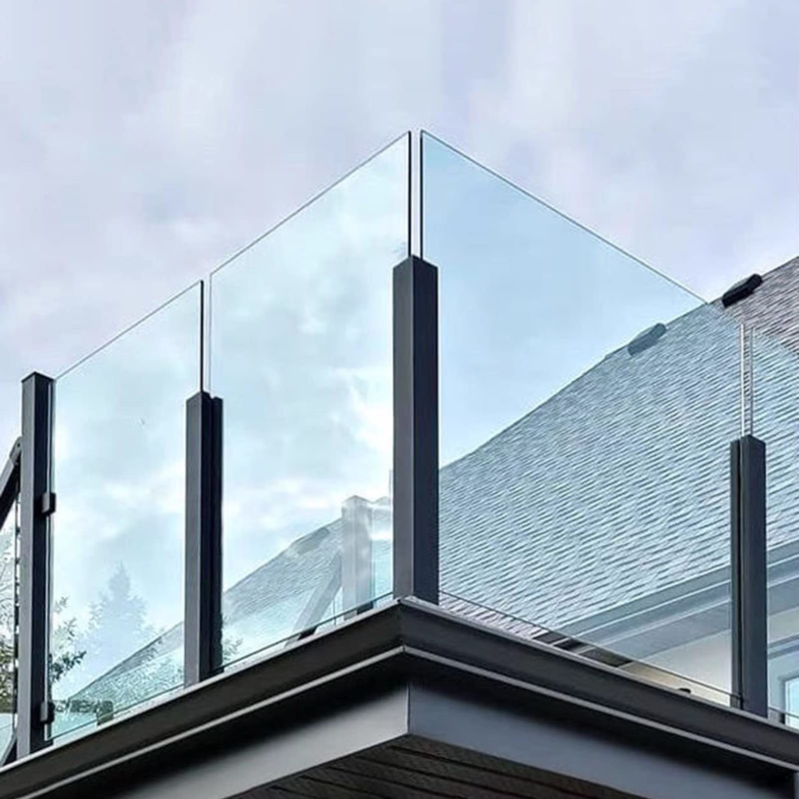 Stainless Steel Glass Railing Post & Balustrade Clamp - LPRR Glass Balcony Railing Standoff for Villa, Open-Air Plazas & Stairs - Floor Mount End/Middle/Corner Post - Perfect for Modern Home Decoration, Outdoor Staircase & Terrace Safety