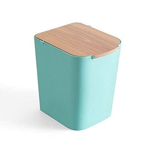 Eco-Friendly Mini Trash Can - Wooden Desktop Waste Bin for Home, Office & Car | Small Creative Dustbin with Lid | Perfect for Desk, Kitchen Counter & Vehicle Use (Green)