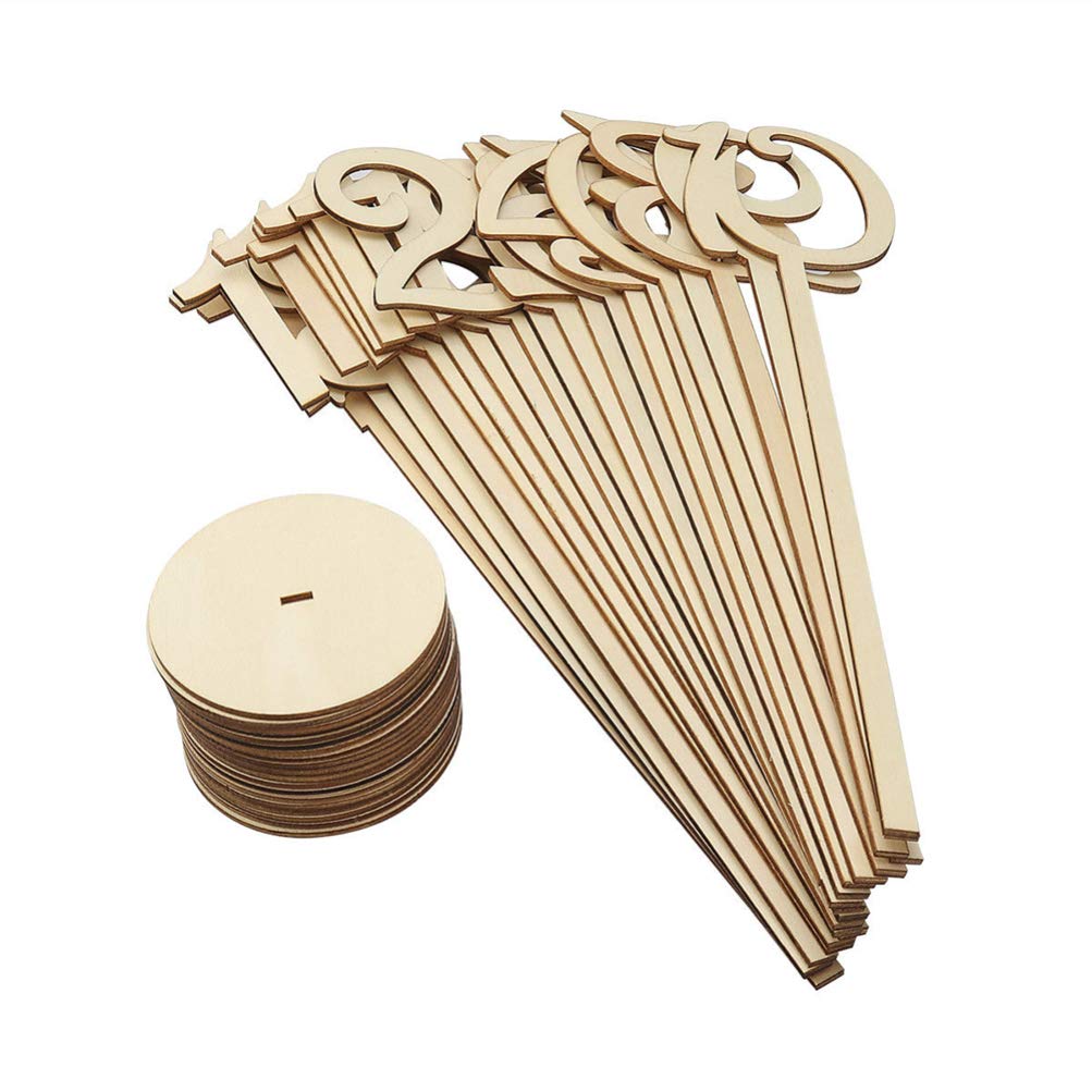 LIOOBO 25pcs Wooden Wedding Table Numbers - Rustic Elegant Table Decor for Wedding Reception, Anniversary, Bridal Shower - Perfect for Centerpieces, Place Cards, and Event Signage
