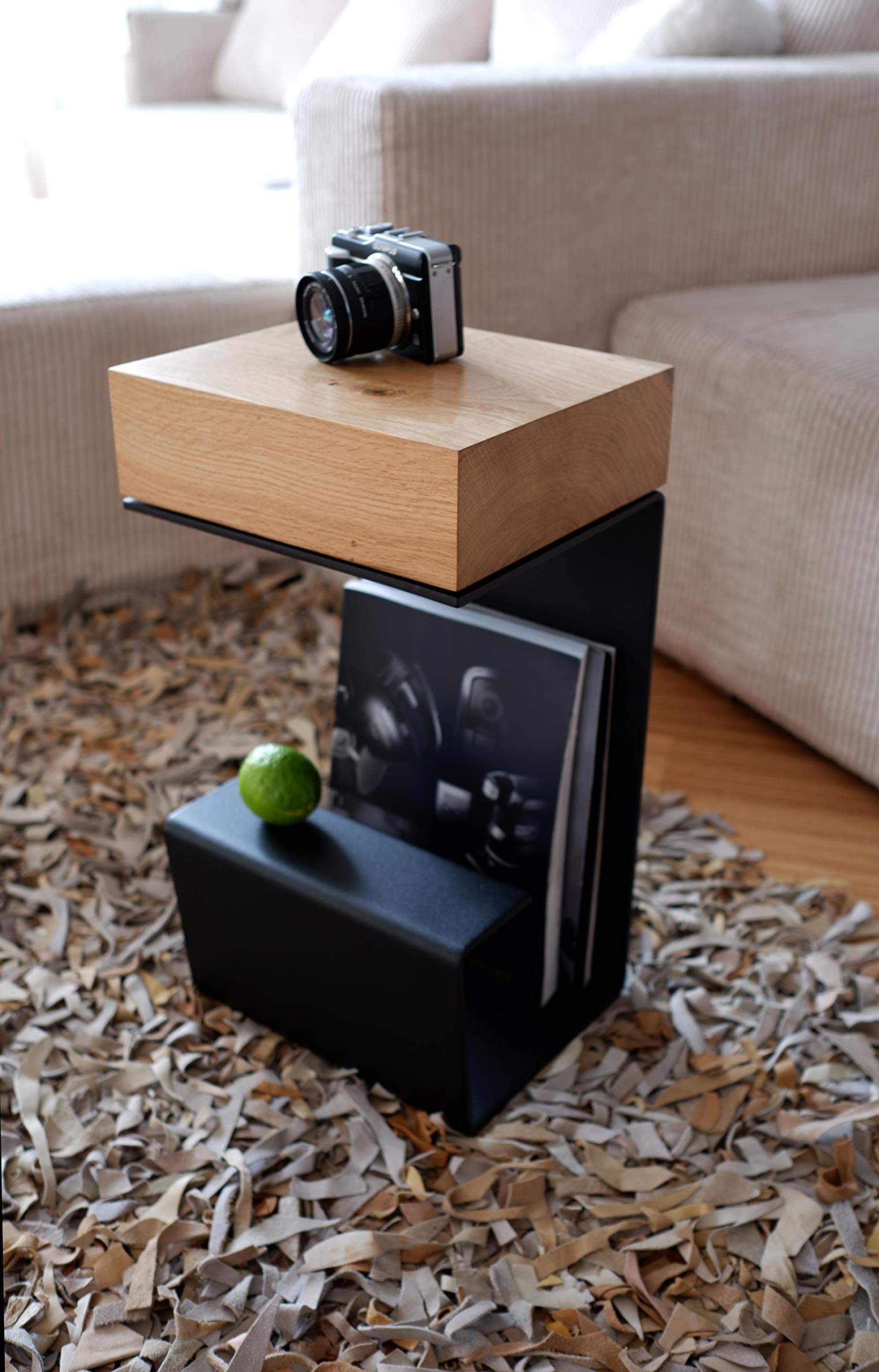 Solid Wood End Table - Modern Nightstand & Coffee Table with Storage Shelf, Small Side Table for Living Room, Bedroom, Office - Perfect for Books, Lamps & Decor