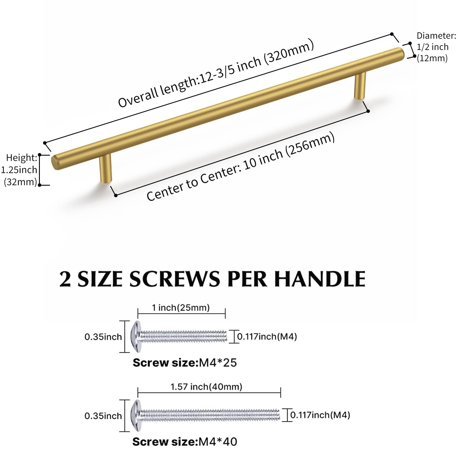 30 Pack Brass Gold Cabinet Handles - 10 Inch Hole Center Modern Drawer Pulls for Kitchen, Bathroom, Bedroom & Dresser - Durable Cabinet Hardware for Home Renovation & Furniture Upgrade