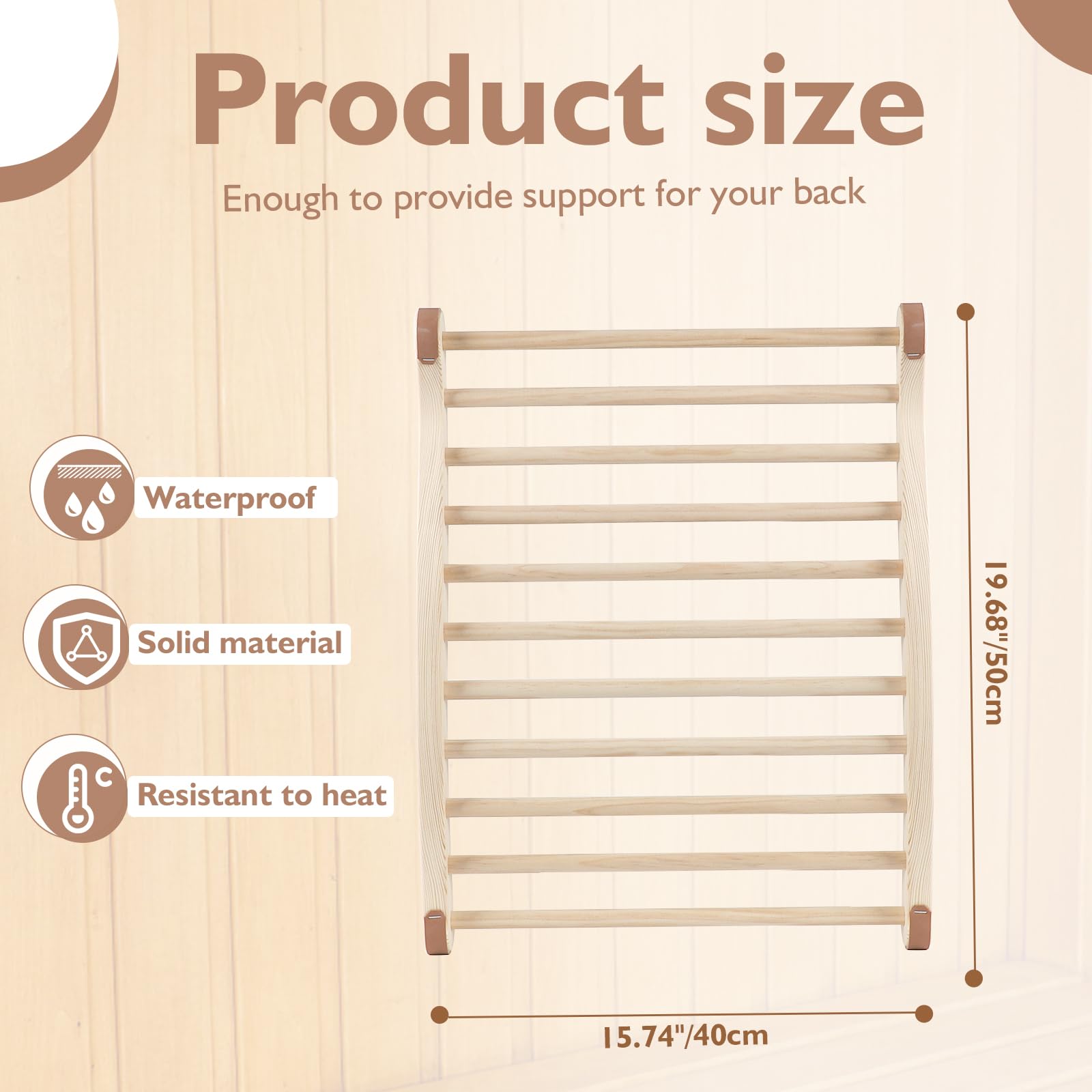 2 Pack Wooden Sauna Backrest - Non-Toxic, Slip-Resistant S-Shaped Design Sauna Chair with Back Support - Perfect Accessory for Barrel & Infrared Saunas - Relaxation & Comfort in Home Spa Sessions