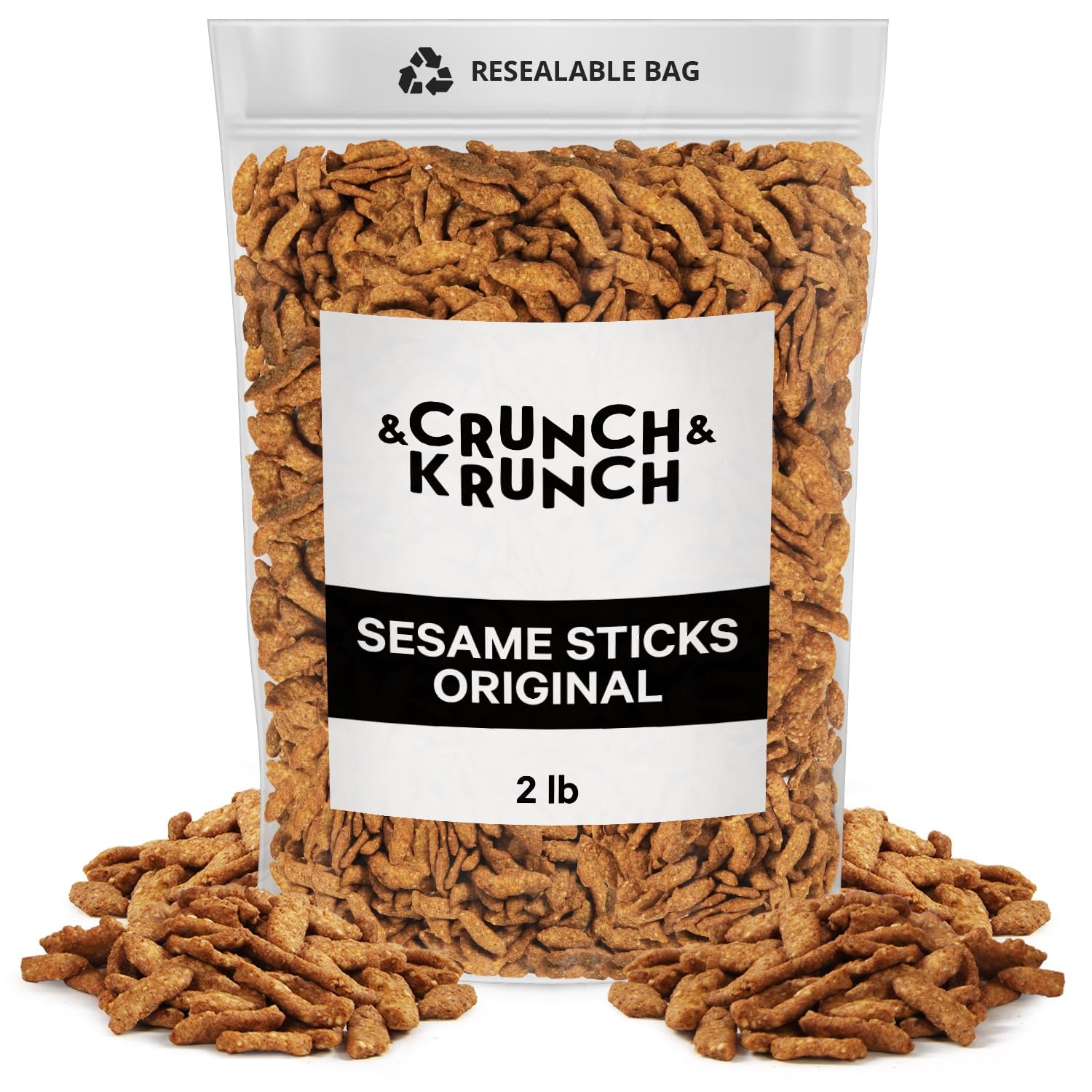Crunchy Sesame Sticks Snacks - 2LB Bulk Pack, Non-GMO & Gluten-Free, Perfect for Midday Snacking, Office Treats, Travel & Party Food - Delicious Healthy Snack for Adults & Kids