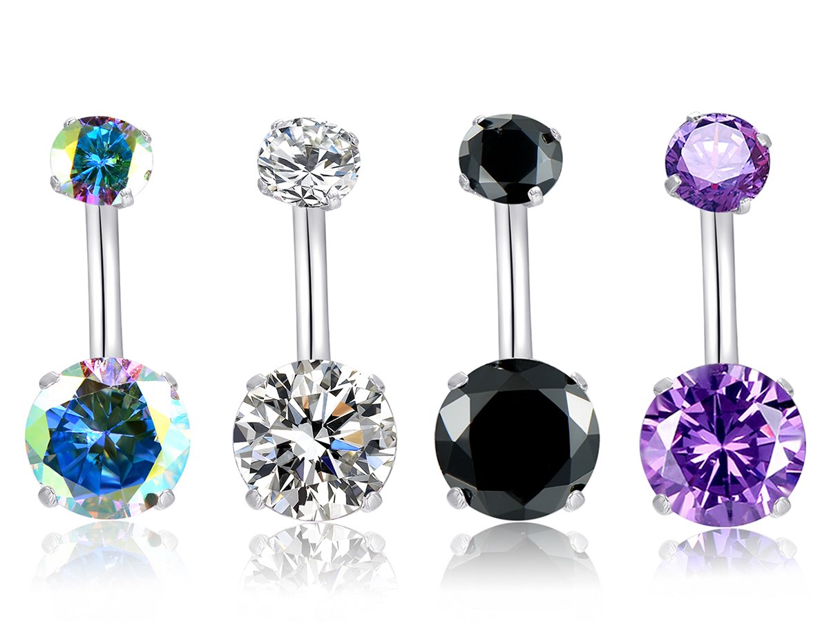 14G Surgical Steel Belly Button Rings - Hypoallergenic Navel Barbell Body Jewelry for Women & Men - Perfect for Piercing, Healing & Everyday Wear