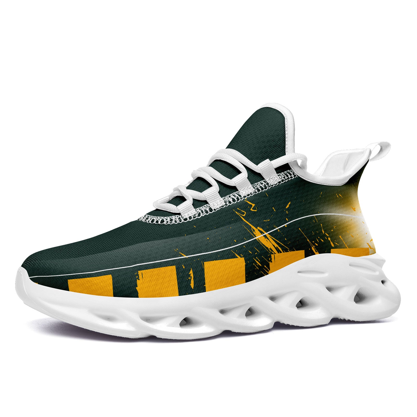Custom Green & Yellow Green Bay Packers MaxSoul Sneakers - Personalized Basketball Shoes FN003 D020260 Size 13 for Men - Perfect for Game Day & Fan Gear Collection