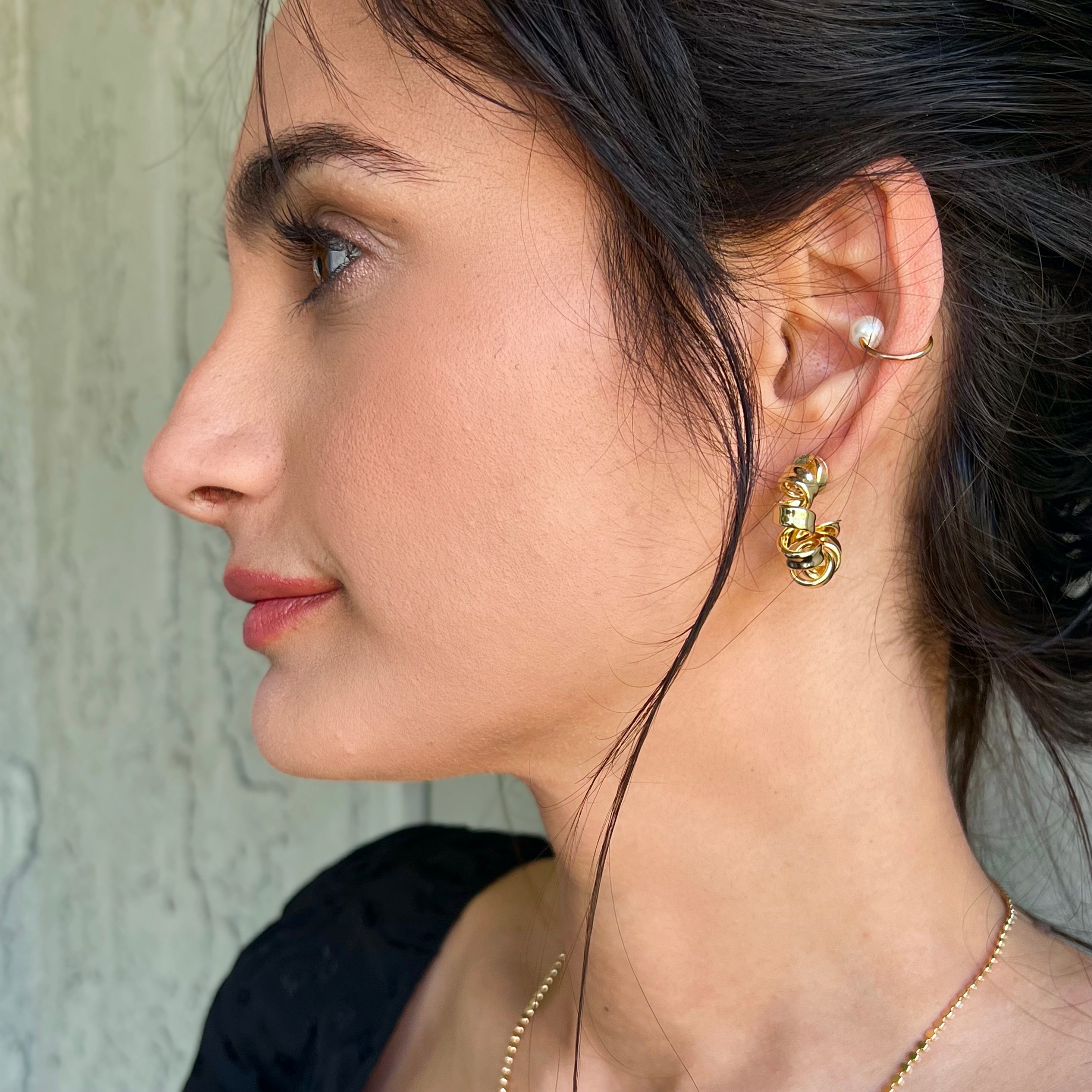 18K Gold Filled Small Curly C Hoop Earrings for Women - Elegant Everyday Jewelry for Work, Date Night & Special Occasions