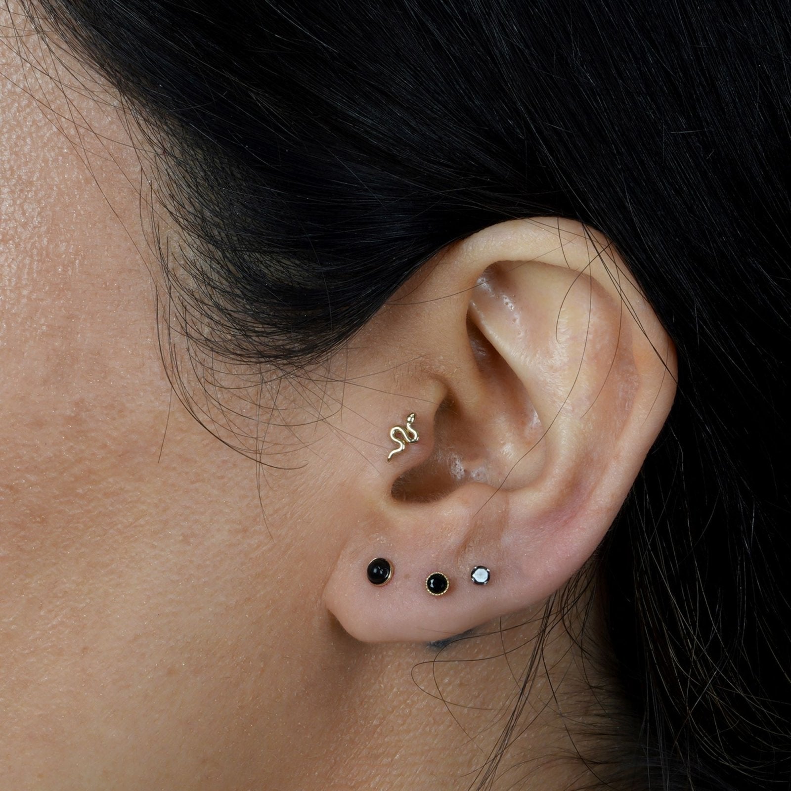 14k Yellow Gold Black Onyx Flat Back Stud Earrings with Milgrain Detail - Perfect for Everyday Wear, Parties & Special Occasions