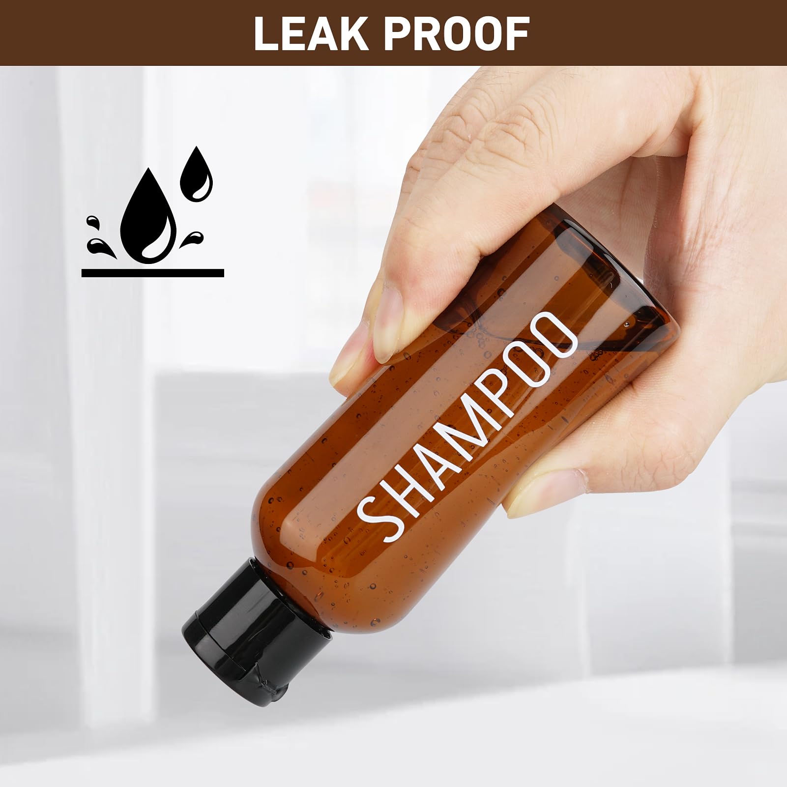 6 Pack Travel Bottles - 3.4oz TSA Approved Leak Proof Squeezable Empty Plastic Toiletry Bottles for Shampoo, Lotion & Cosmetics | Perfect for Air Travel, Gym & Vacation Essentials