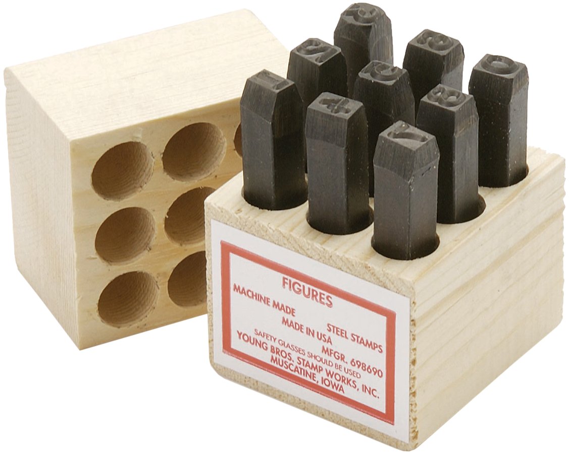 Young Bros 09091 9-Piece Steel Stamp Set - 1/2