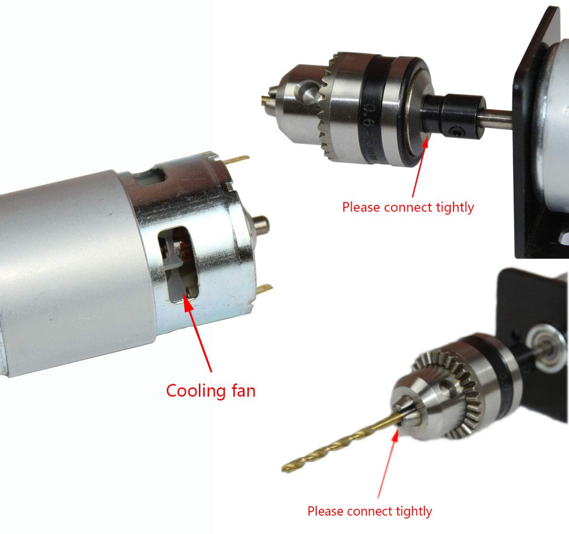 High Torque 775 DC Motor Kit 12V-24V 6000-12000 RPM with Ball Bearing - Includes Motor Bracket, Drill Chuck, Bushing & 4mm Drill Bit - Perfect for DIY Power Tools, CNC Machines, and Robotics Projects