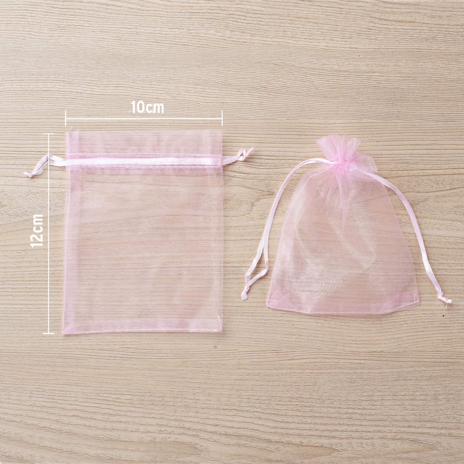 100-Piece 4x6 Inch Pink Organza Gift Bags - Elegant Wedding Party Favors, Jewelry & Soap Sachets for Bridal Showers, Baby Showers & Birthday Celebrations | Reusable Mesh Favor Pouches for Gifts & Decorations