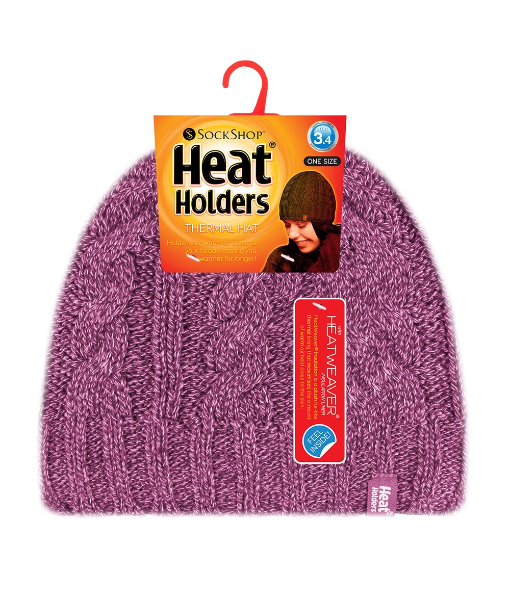 Heat Holders Women's Thermal Fleece Knit Winter Beanie Hat - 3.4 Tog Warm Fleece Lined Skull Cap for Cold Weather, Outdoor Activities & Winter Sports
