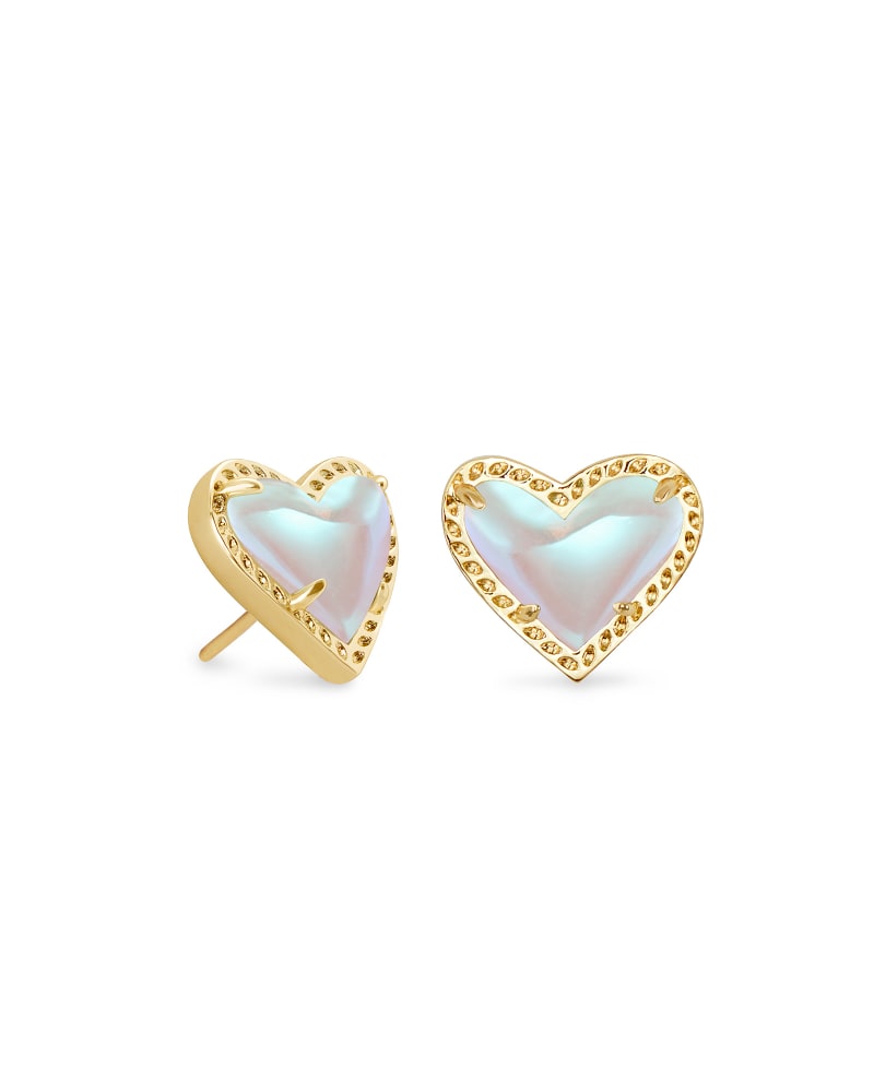 Kendra Scott Ari Heart Stud Earrings for Women - 14K Gold Plated Fashion Jewelry - Perfect for Valentine's Day, Anniversary & Everyday Wear