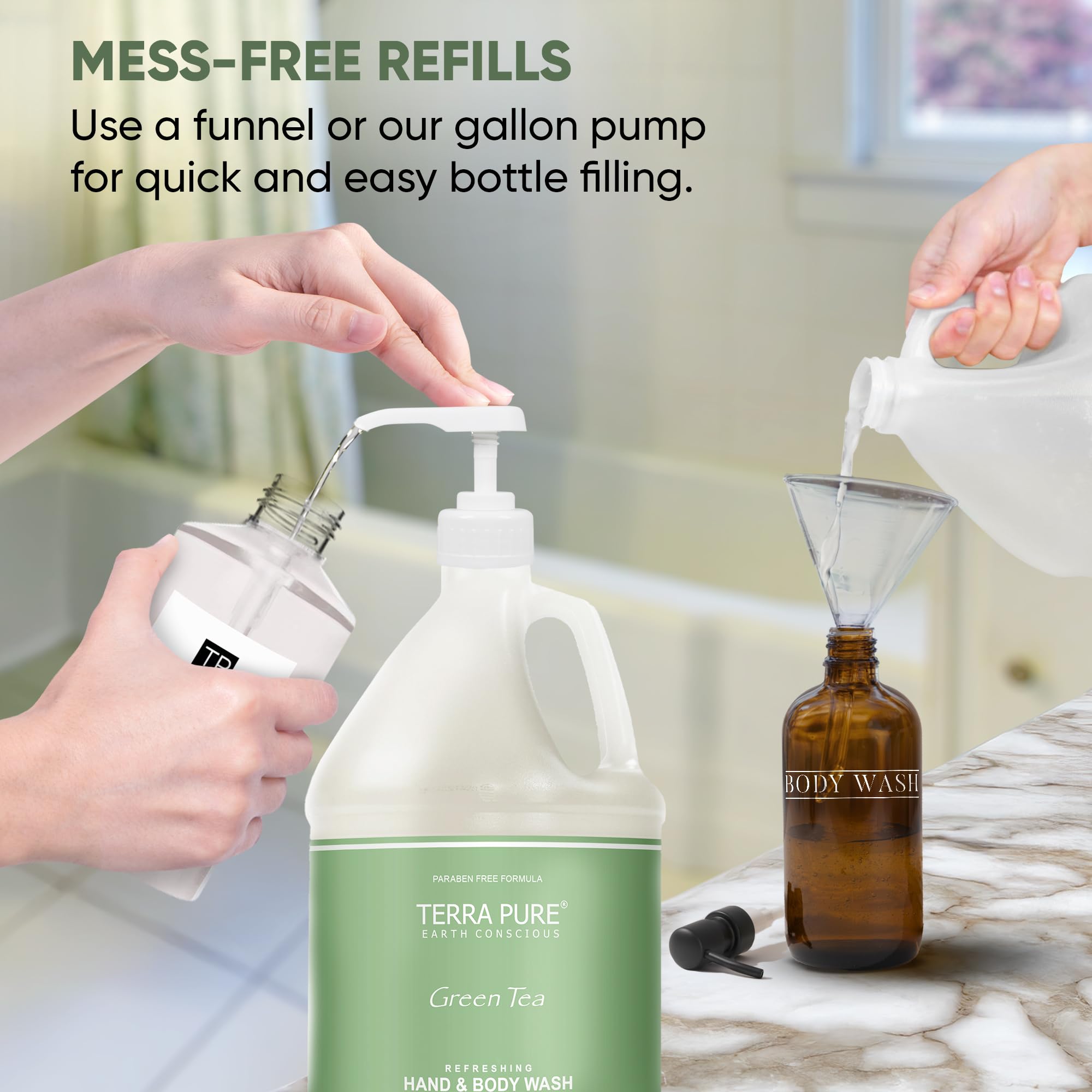 Terra Pure Hotel Hand & Body Wash Soap Refill - 4 Gallons (Set of 4) | Bulk Liquid Soap for Dispensers | Perfect for Hotels, Spas, Gyms & Public Restrooms