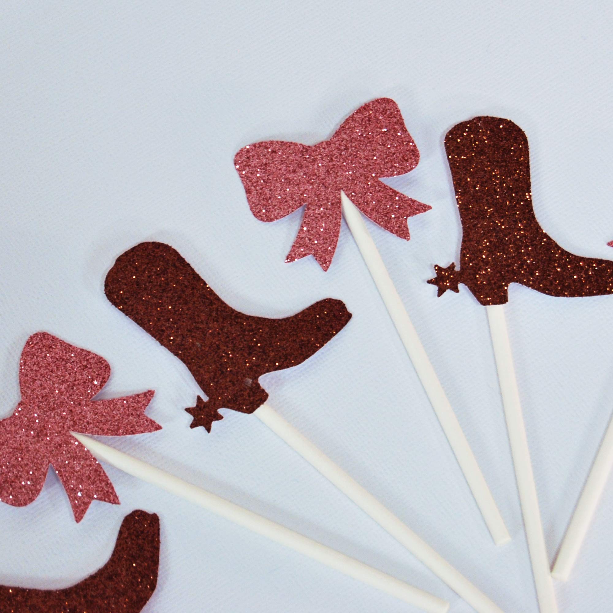 Gender Reveal Cupcake Toppers - Boots or Bows Baby Shower Decorations for Gender Announcement Parties, Baby Showers & Celebrations