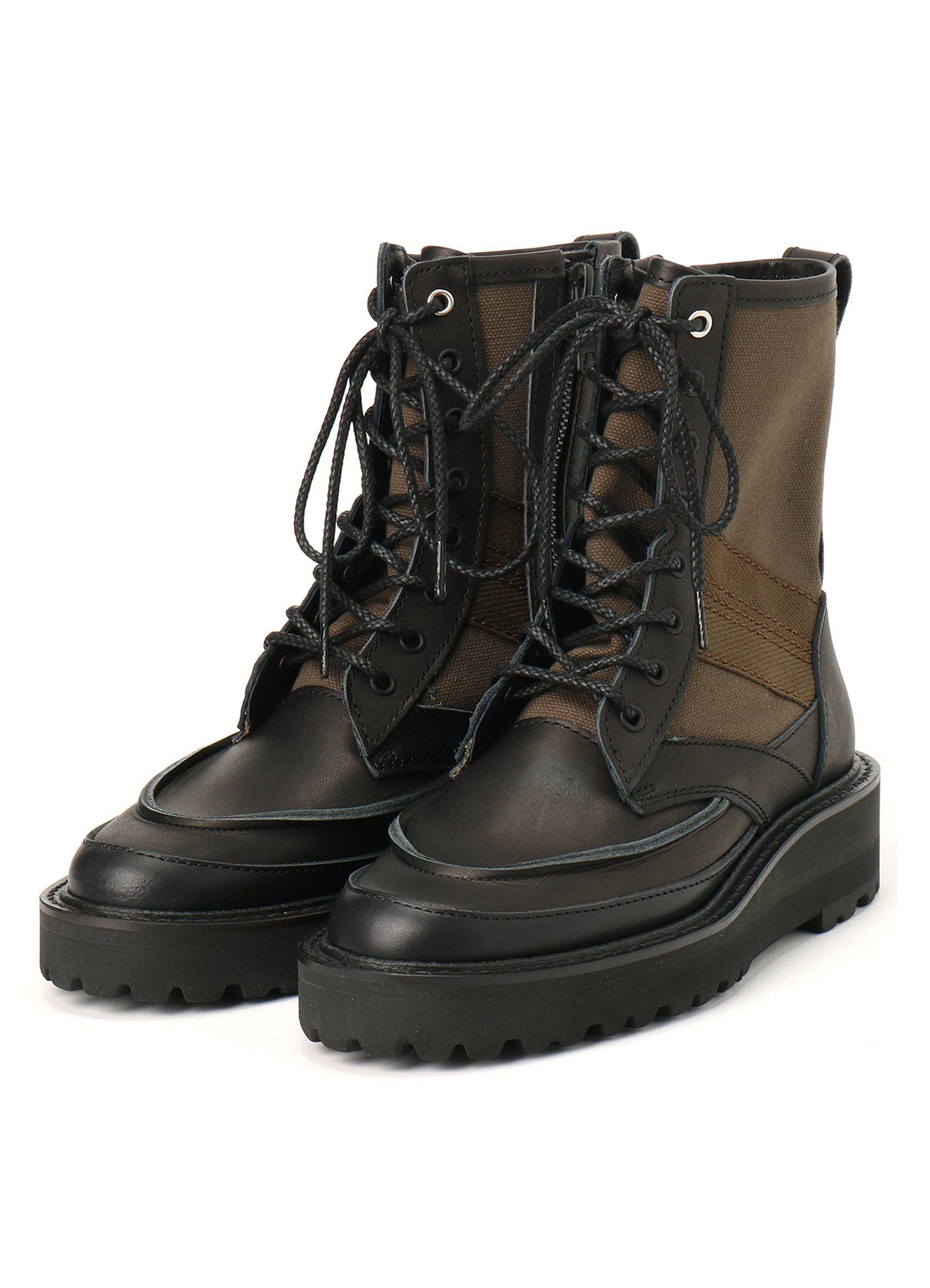 Men's Military Boots - Cotton Duck & Leather Combat Boots for Outdoor Hiking, Tactical Work & Adventure