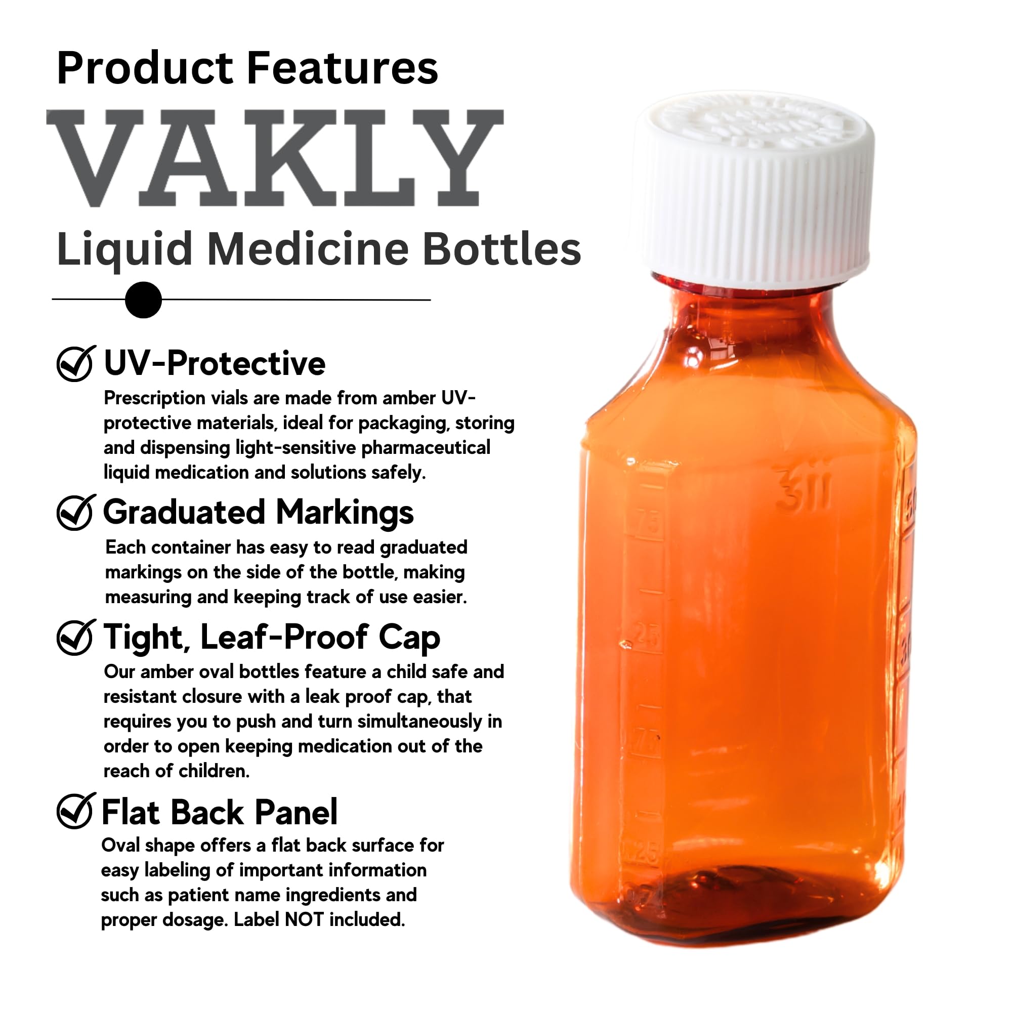 10 Pack 2oz Child Resistant Amber Plastic Medicine Bottles - Light-Sensitive Prescription & Pharmaceutical Storage Containers with Safety Lids for Pharmacy, Essential Oils, CBD Tinctures & Liquid Supplements