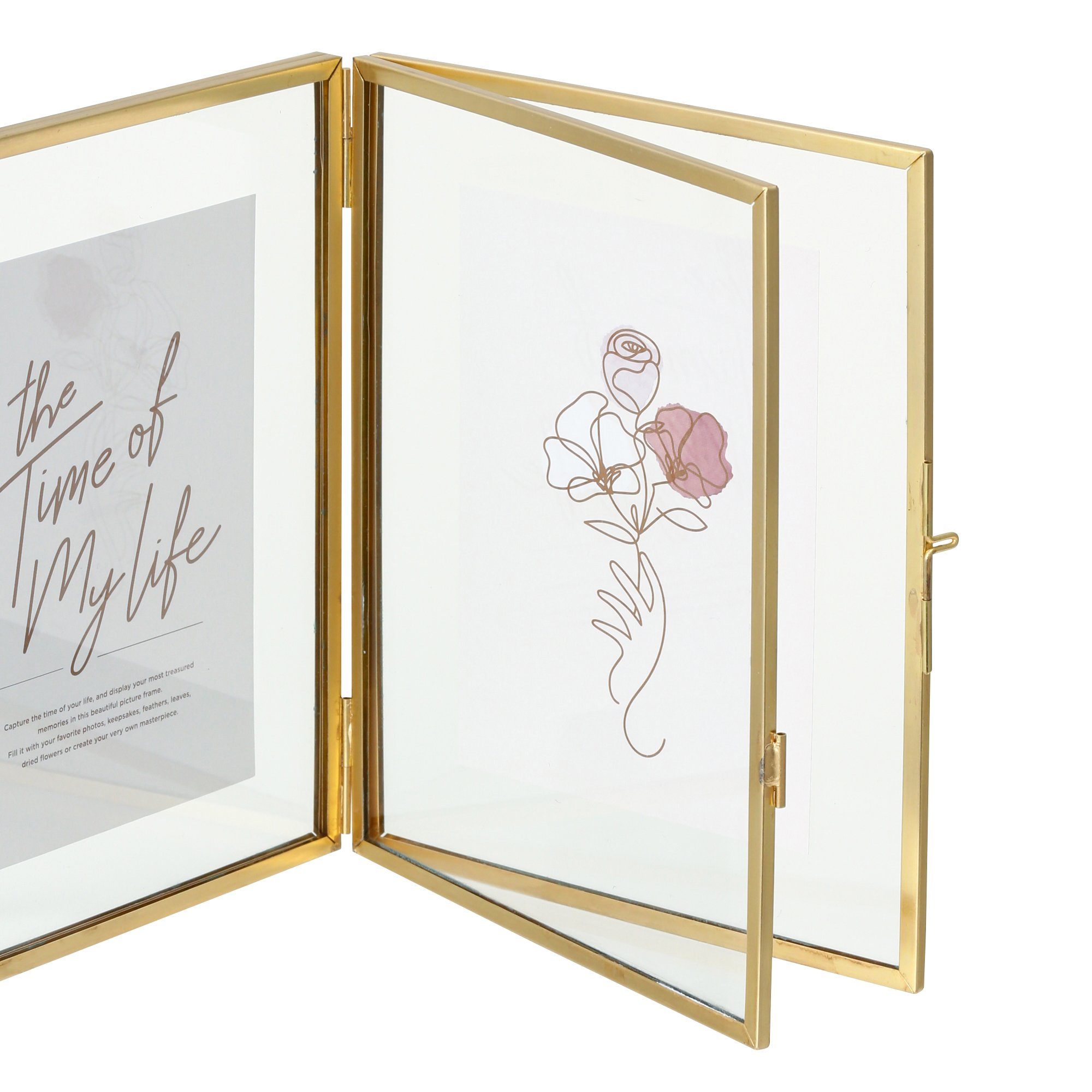 Premium Gold Metal Glass Frame with 2 Windows - Elegant Home & Office Decor for Picture Display and Wall Art