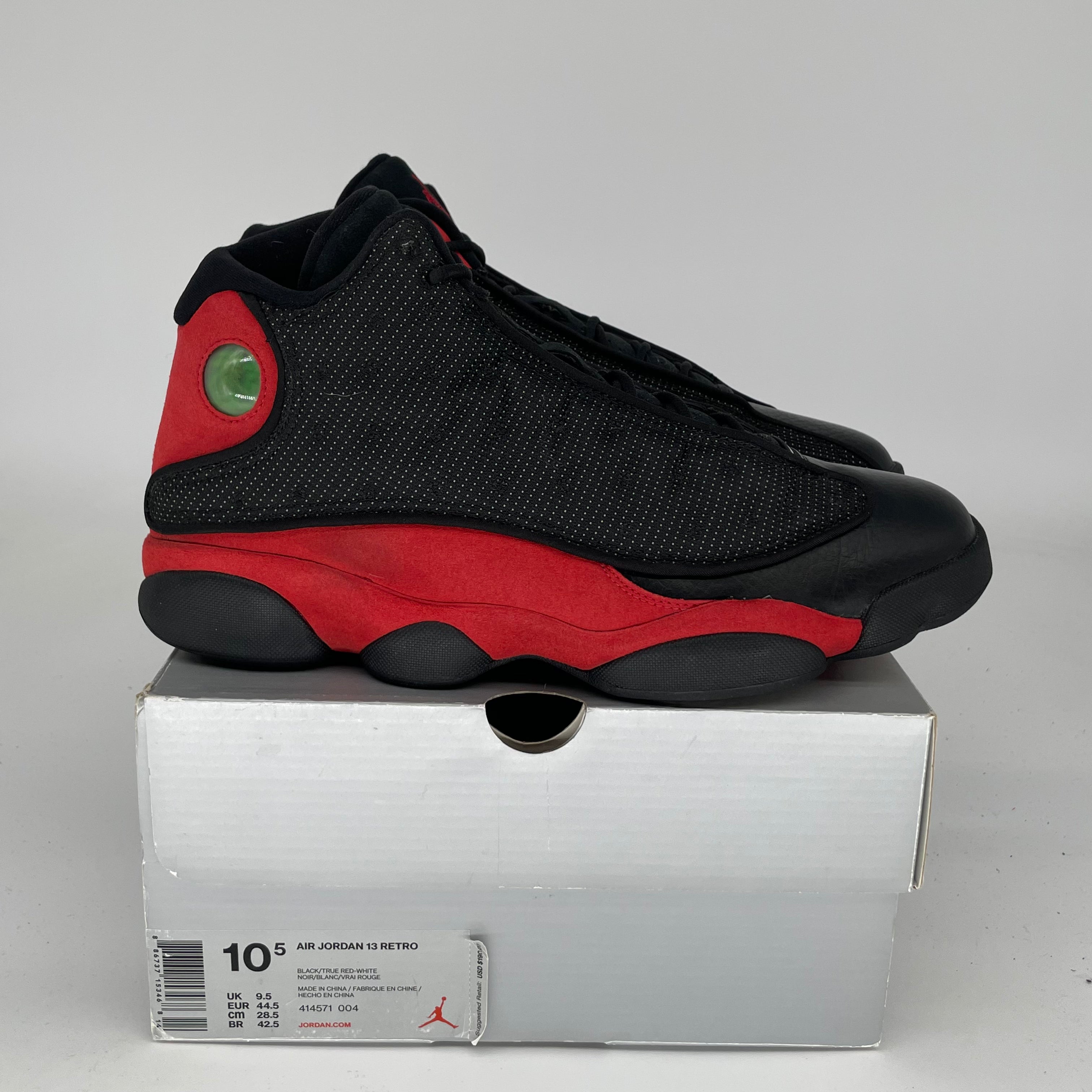 Original Air Jordan 13 Retro 'Bred' Men's Basketball Shoes Size 10.5 (414571-004) - Perfect for Streetwear & On-Court Performance