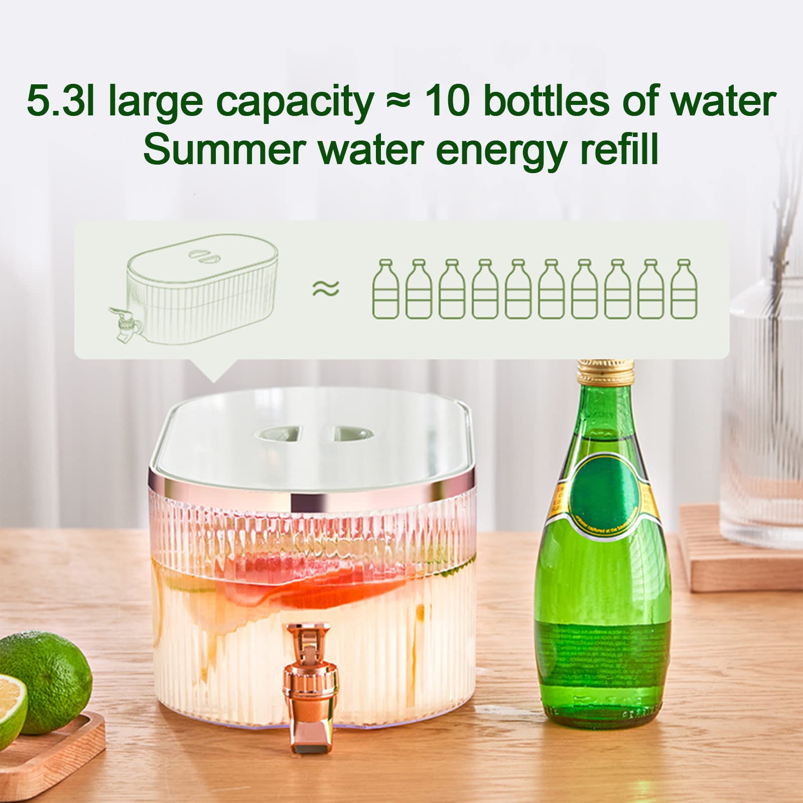 1.4 Gallon Plastic Drink Dispenser with Spigot - Light Green Beverage Container for Juice, Lemonade, Milk & Party Drinks | Perfect for Refrigerator, Picnics, BBQs & Outdoor Gatherings