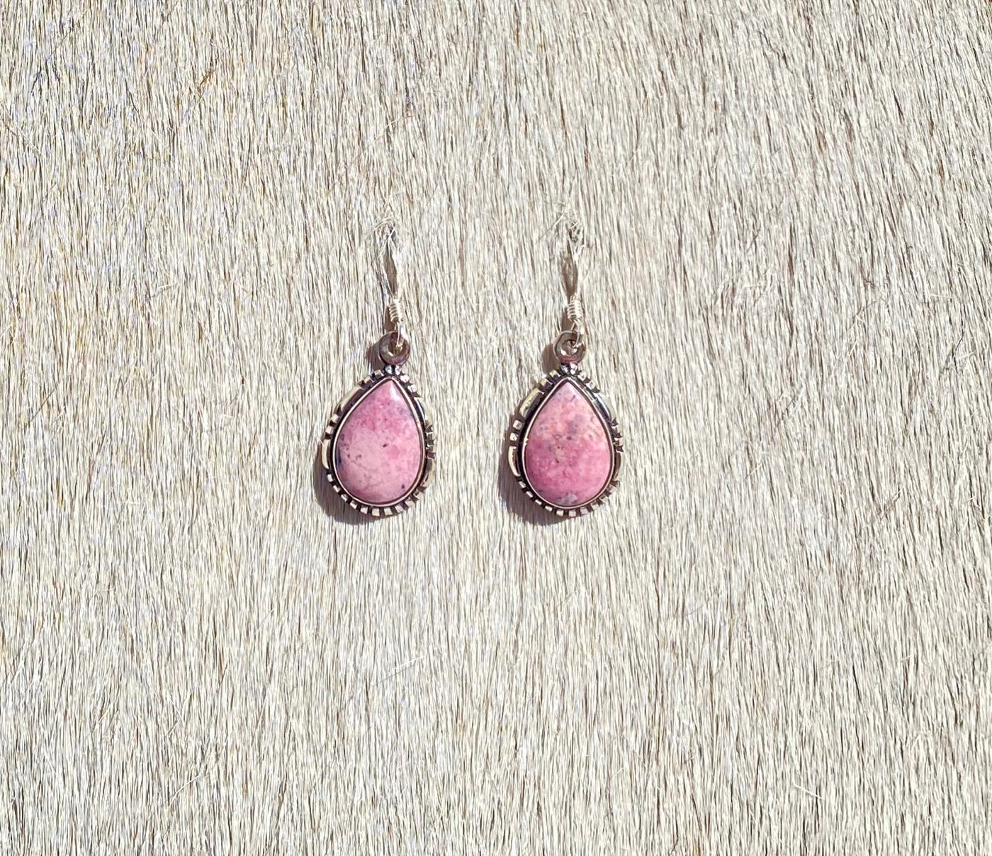 Rhodochrosite Small Drop Earrings – Natural Pink Gemstone Jewelry for Women, Dainty & Elegant – Perfect for Weddings, Date Nights & Special Occasions