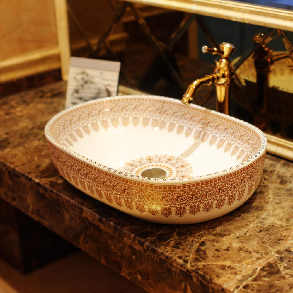 LEFEDA Oval Ceramic Vessel Sink - Above Counter Bathroom Wash Basin for Vanity & Cloakroom | Modern Art Design for Home, Hotel, and Restaurant Bathrooms