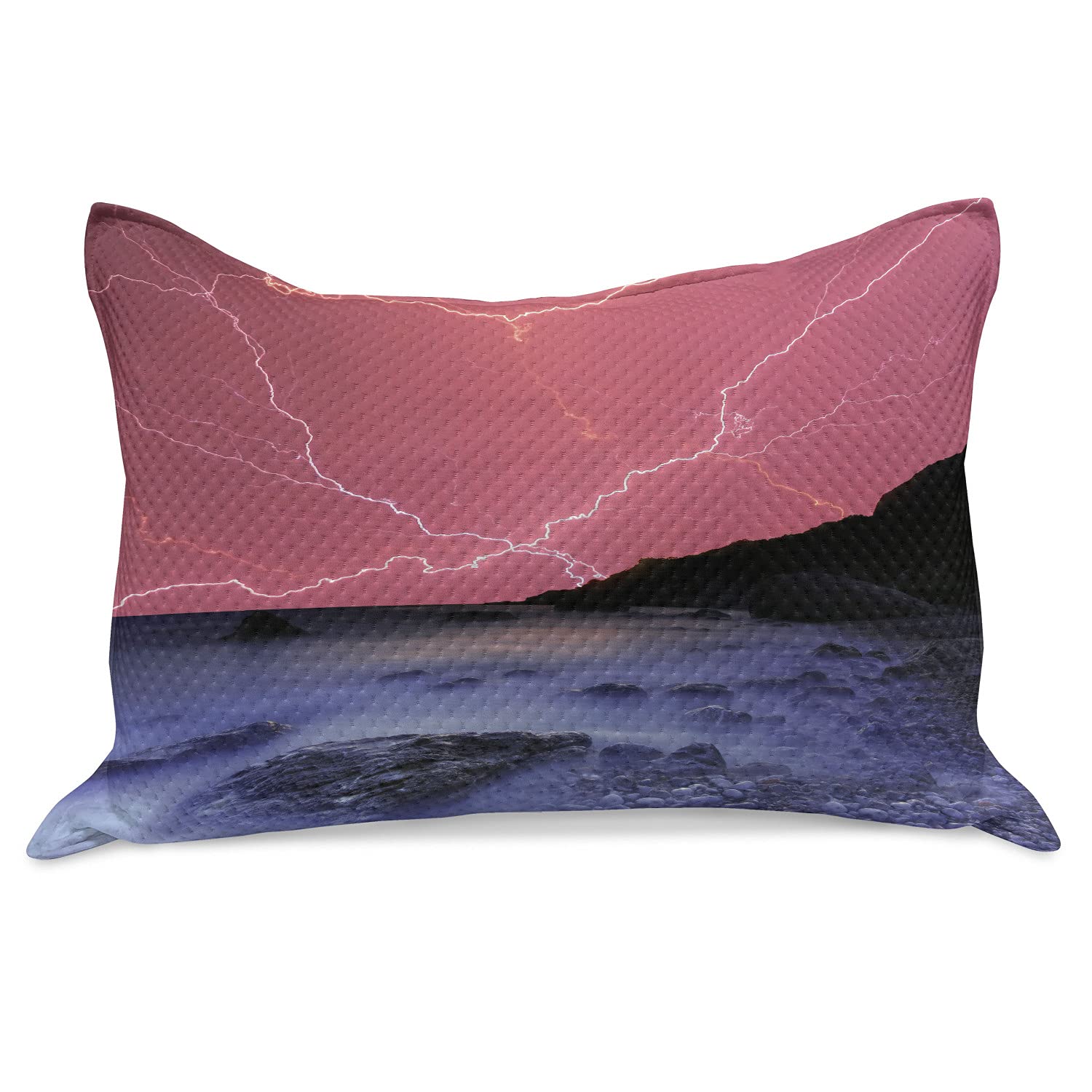 Ambesonne Knitted Quilt Pillow Cover - Thunderstorm Sky Design, Queen Size 30x20