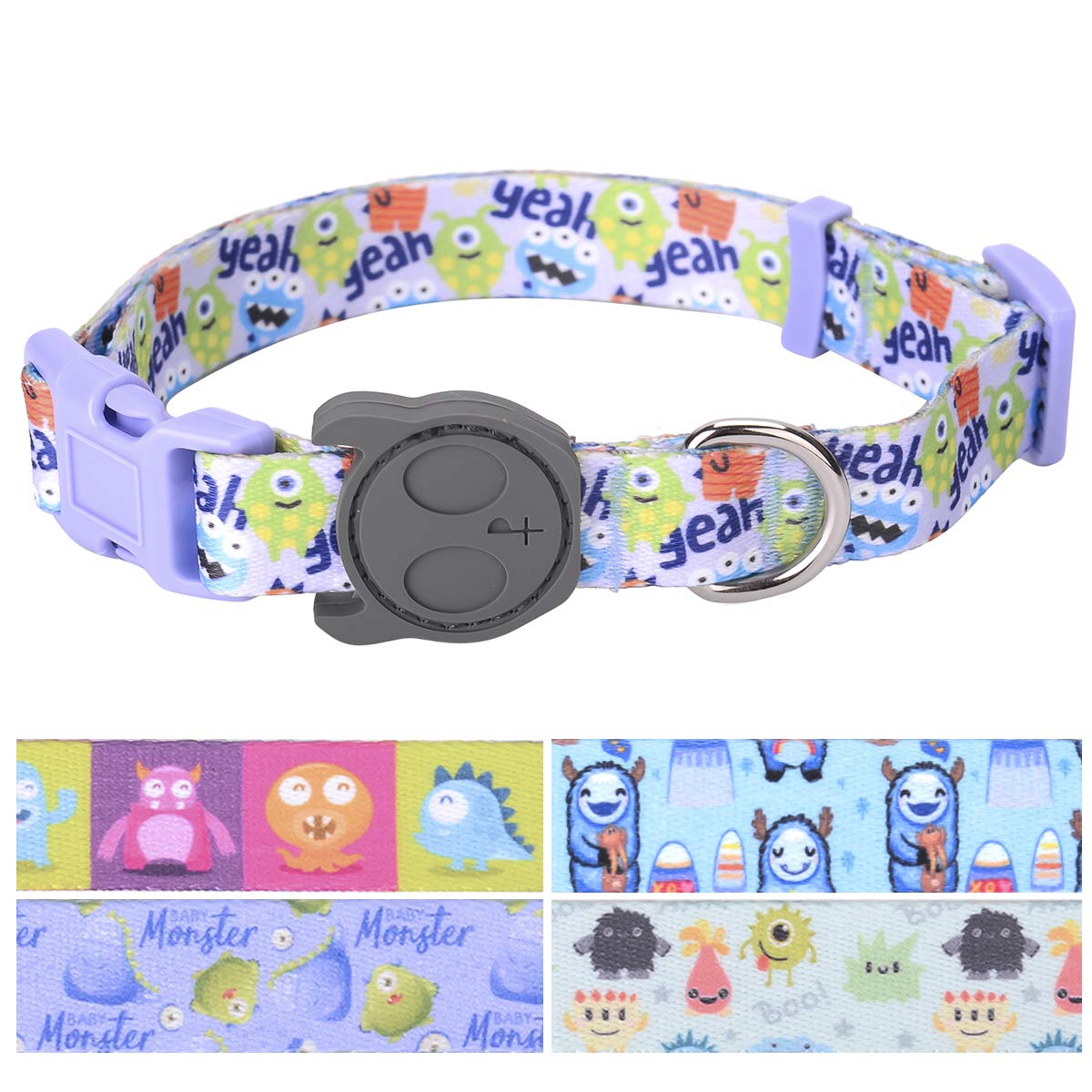 Best Adjustable Large Dog Collar - Durable Soft & Heavy Duty with Cute Monster Design - Comfortable Pet Collar for Puppies, Adults, Boys & Girls - Perfect for Outdoor Walks, Indoor Training & Daily Use