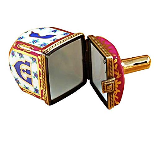 Rochard Limoges Box - Dreidel Blue-Maroon Porcelain Jewelry Box | Religious Keepsake Gift for Hanukkah, Christmas & Special Occasions | Perfect for Home Decor, Collectibles & Gift Giving