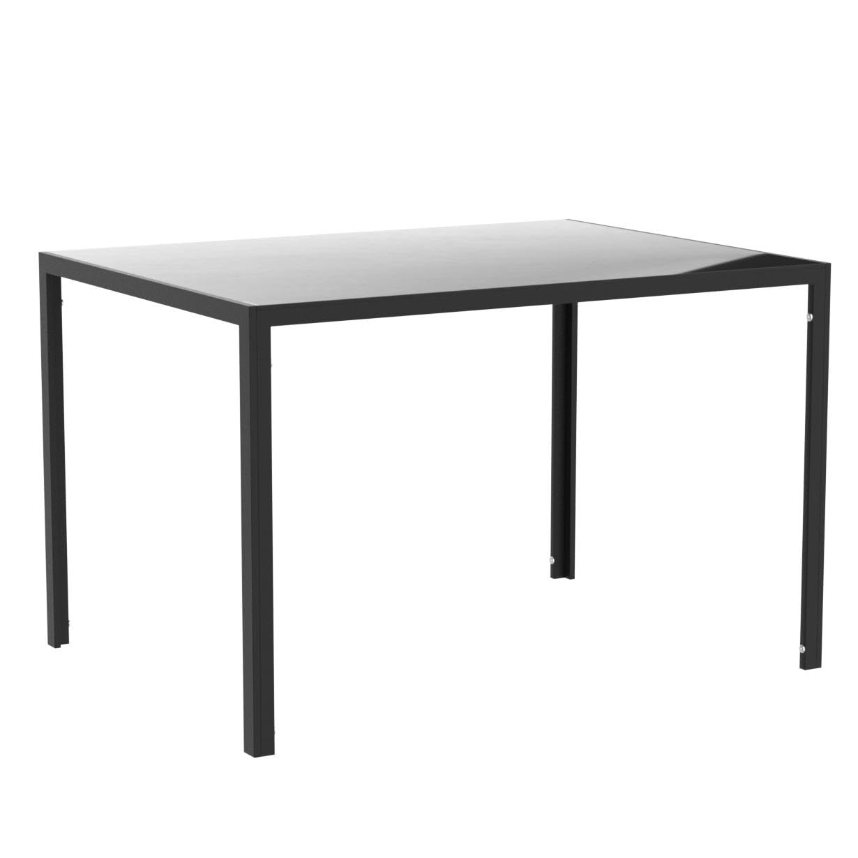 Modern Rectangle Glass Dining Table with Metal Legs - Minimalist Kitchen Table for 4 People, Clear Tempered Glass Top & Black Metal Frame - Perfect for Small Spaces, Apartments, and Contemporary Dining Rooms